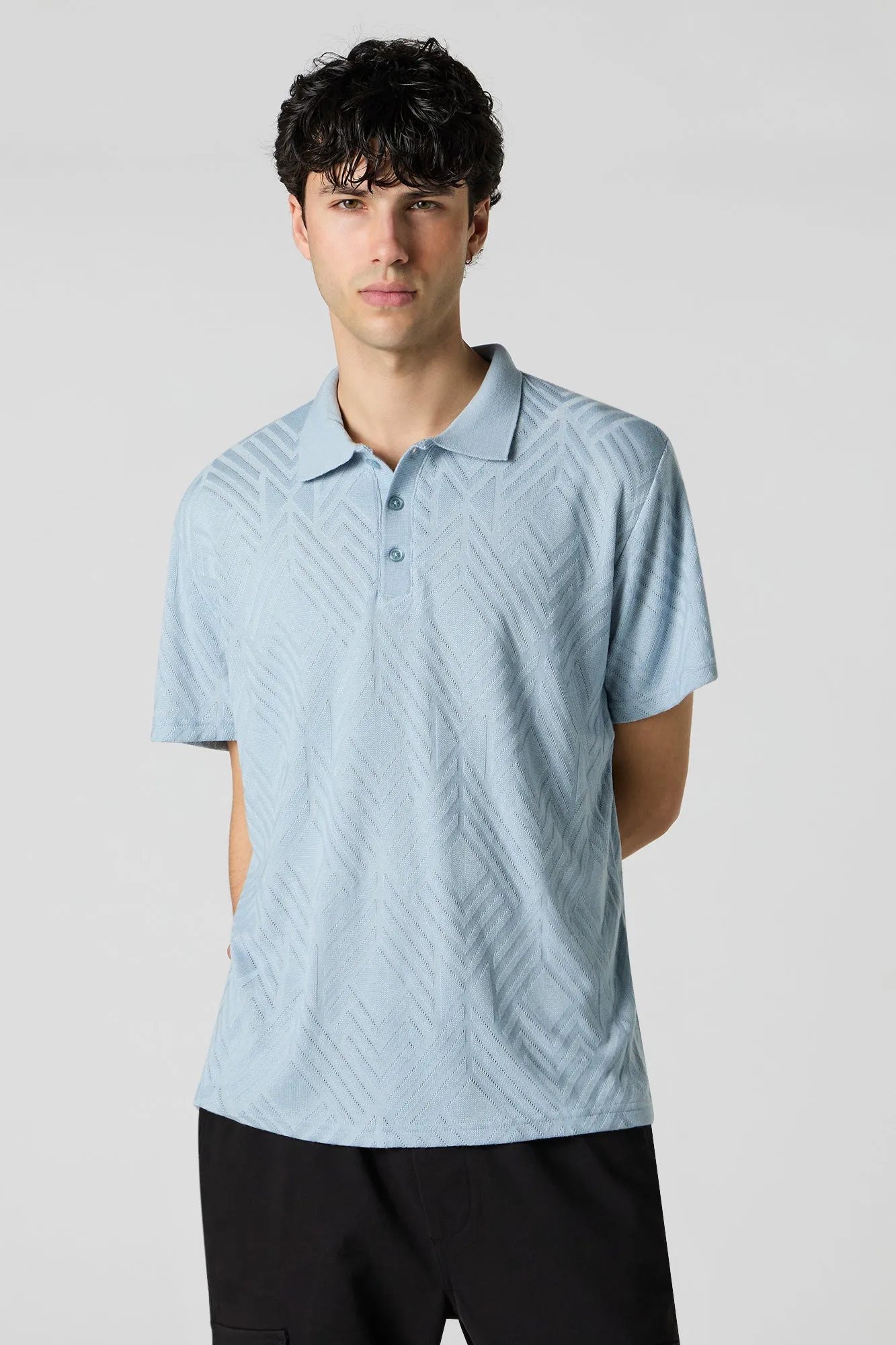 Geo Knit Polo T-Shirt sold by Urban Planet