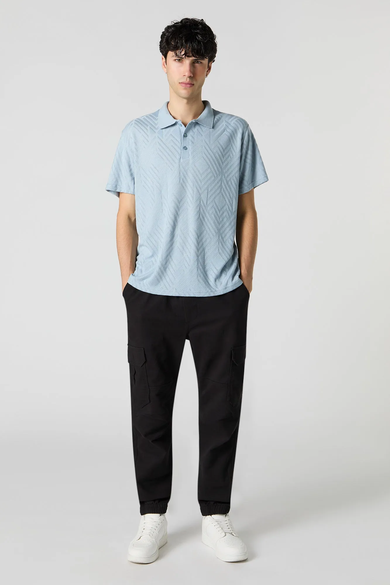 Geo Knit Polo T-Shirt sold by Urban Planet product image thumbnail 3