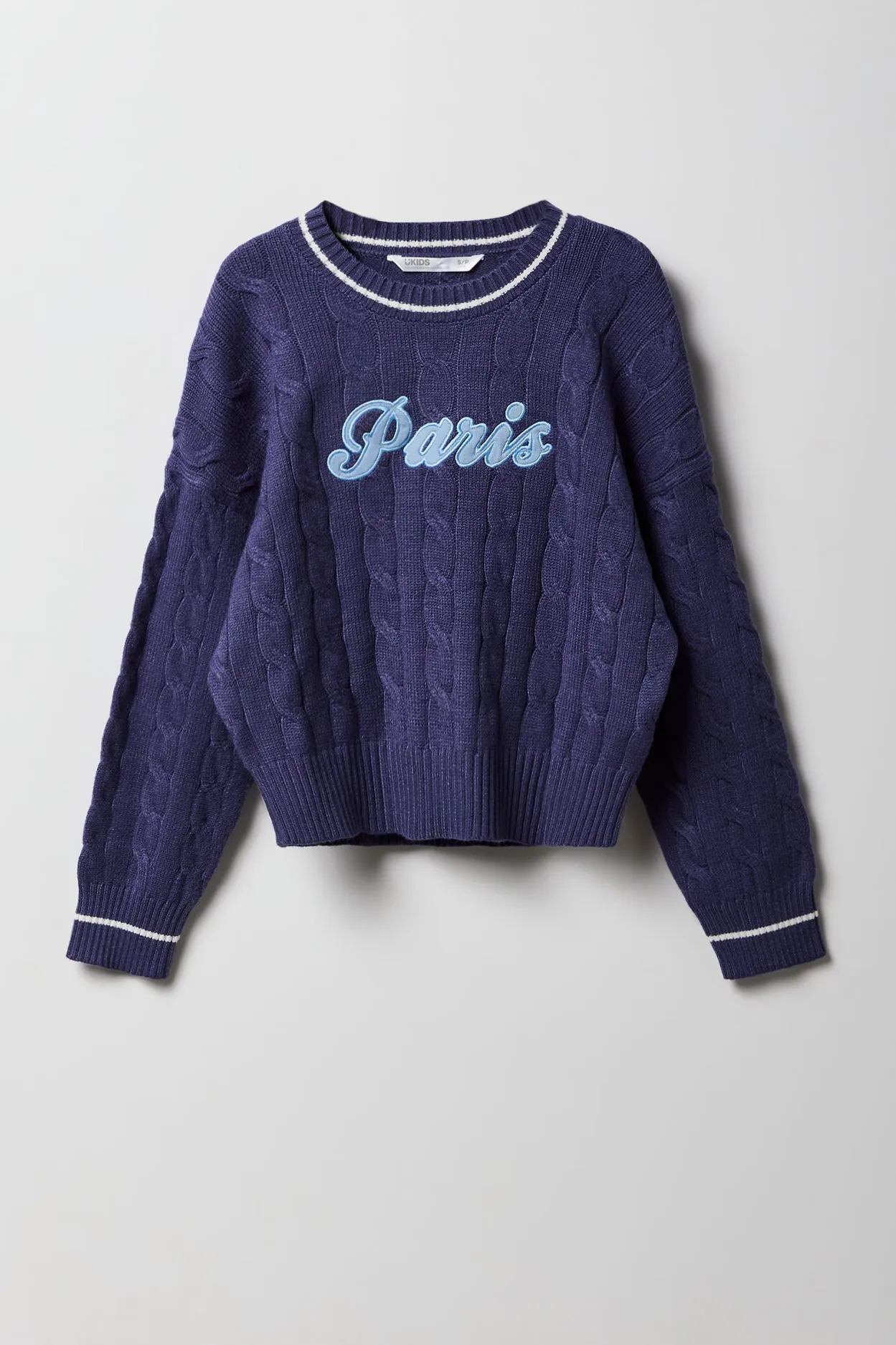 Chandail en tricot à mailles torsadées et broderie pour filles sold by Urban Planet product image thumbnail 5