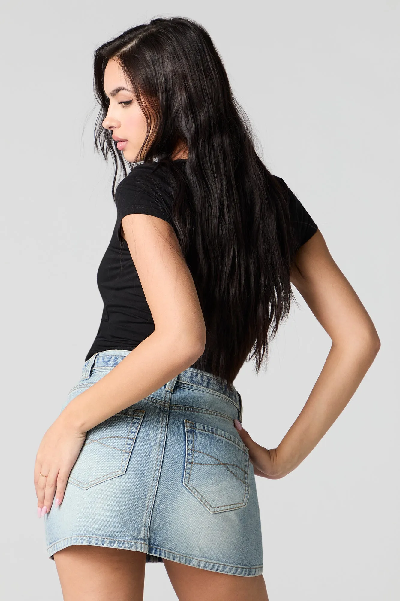 Belted Multi Pocket Mini Denim Skirt sold by Urban Planet product image thumbnail 2