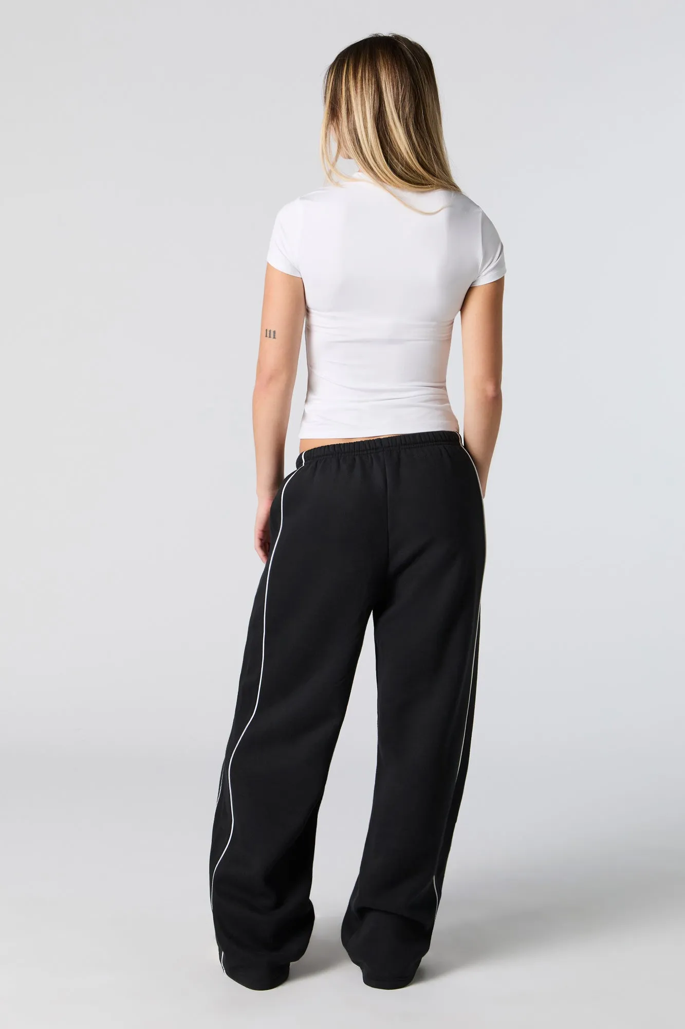 Piping Detail Wide Leg Fleece Sweatpant sold by Urban Planet product image thumbnail 3