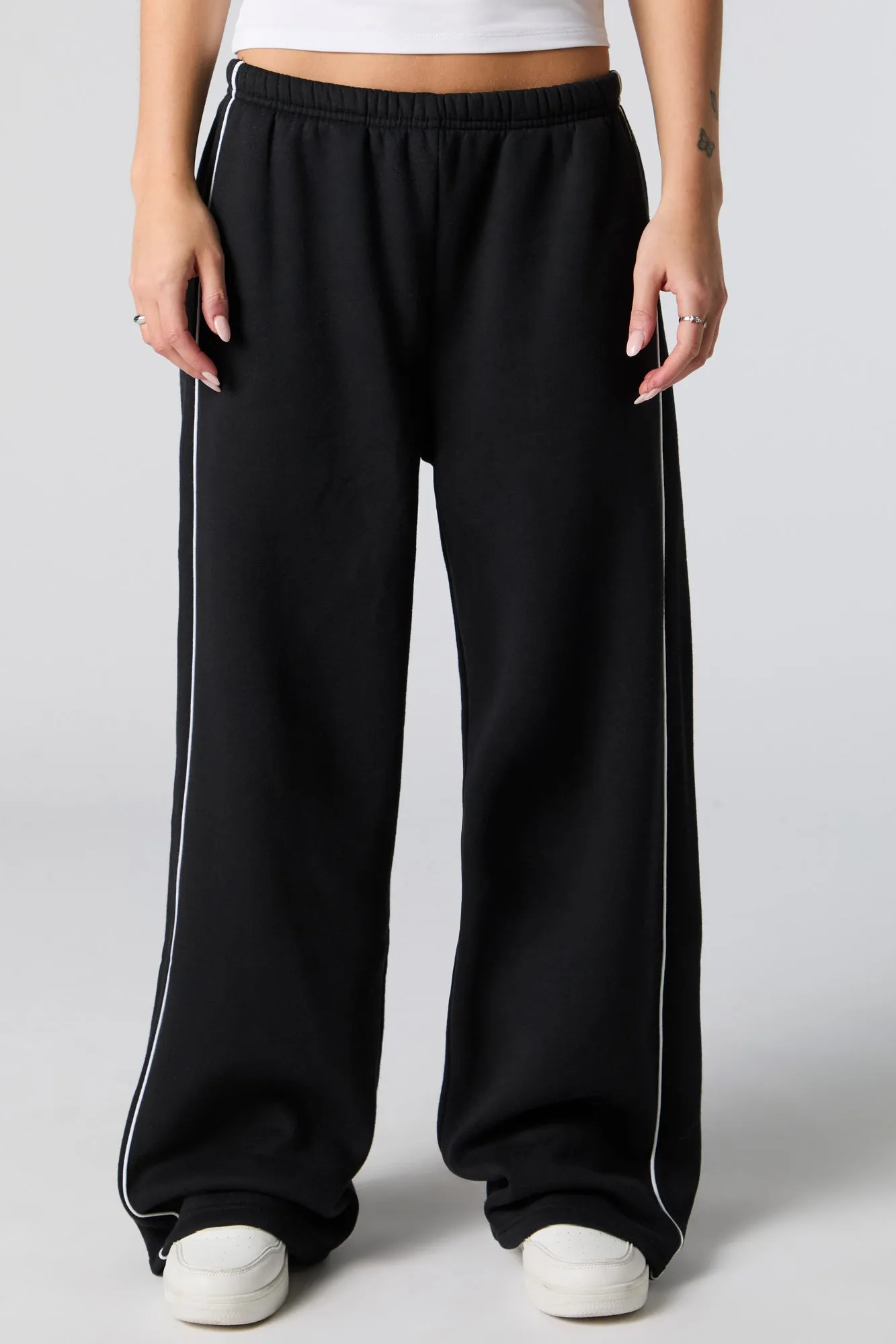 Piping Detail Wide Leg Fleece Sweatpant sold by Urban Planet product image thumbnail 2