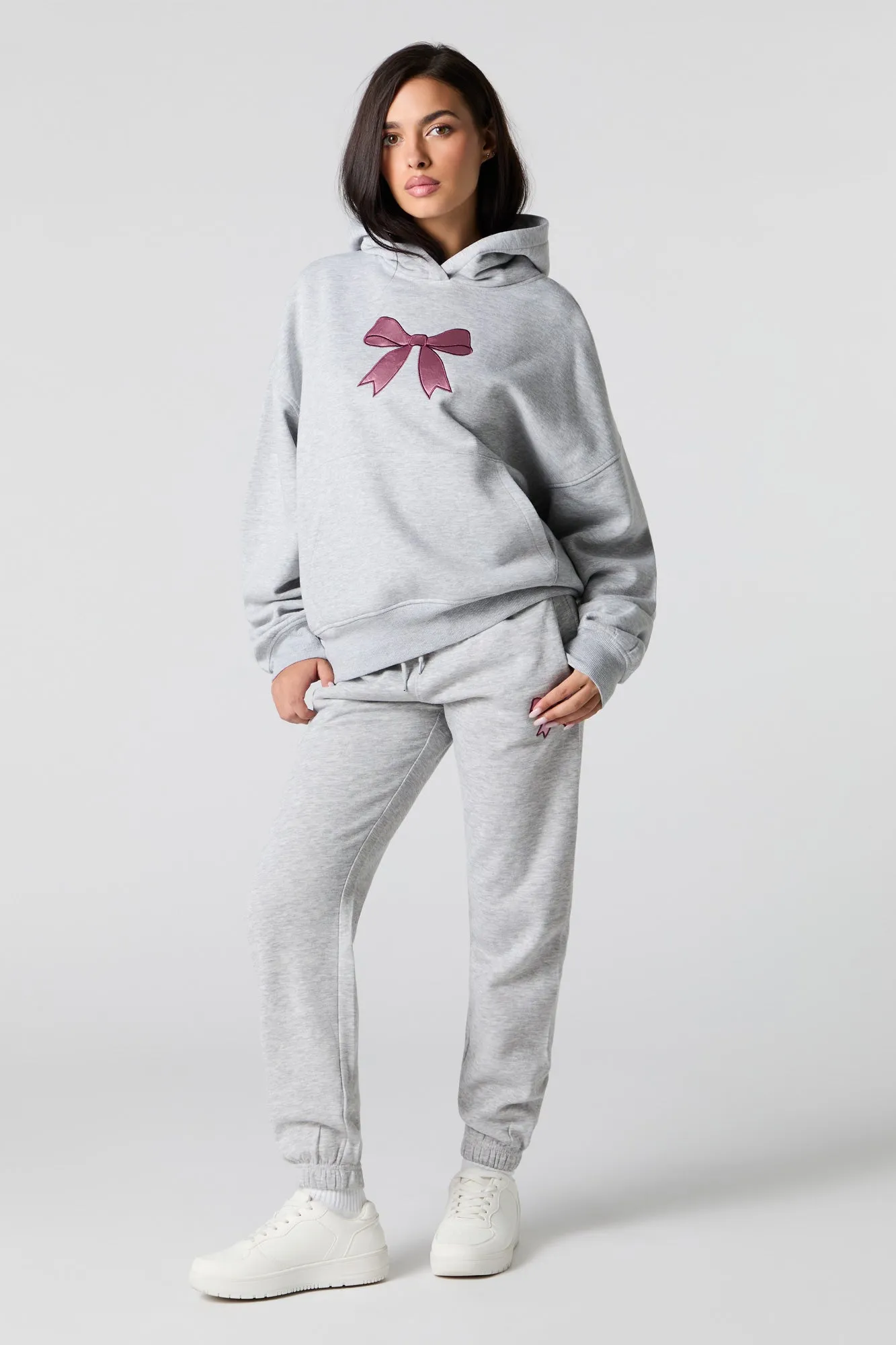 Bow Embroidered Boxy Fleece Hoodie sold by Urban Planet product image thumbnail 3