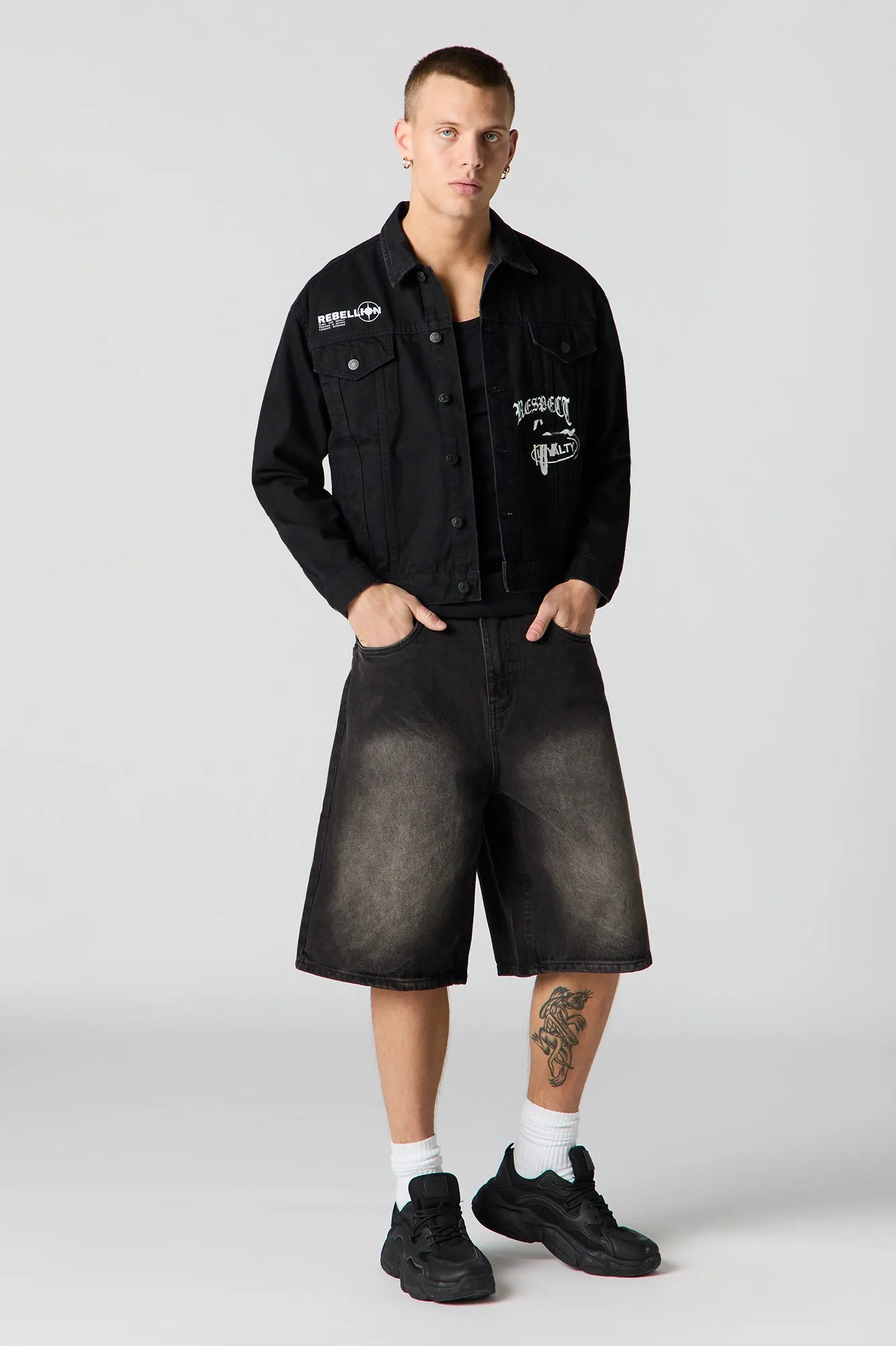 Embroidered Denim Trucker Jacket sold by Urban Planet product image thumbnail 3