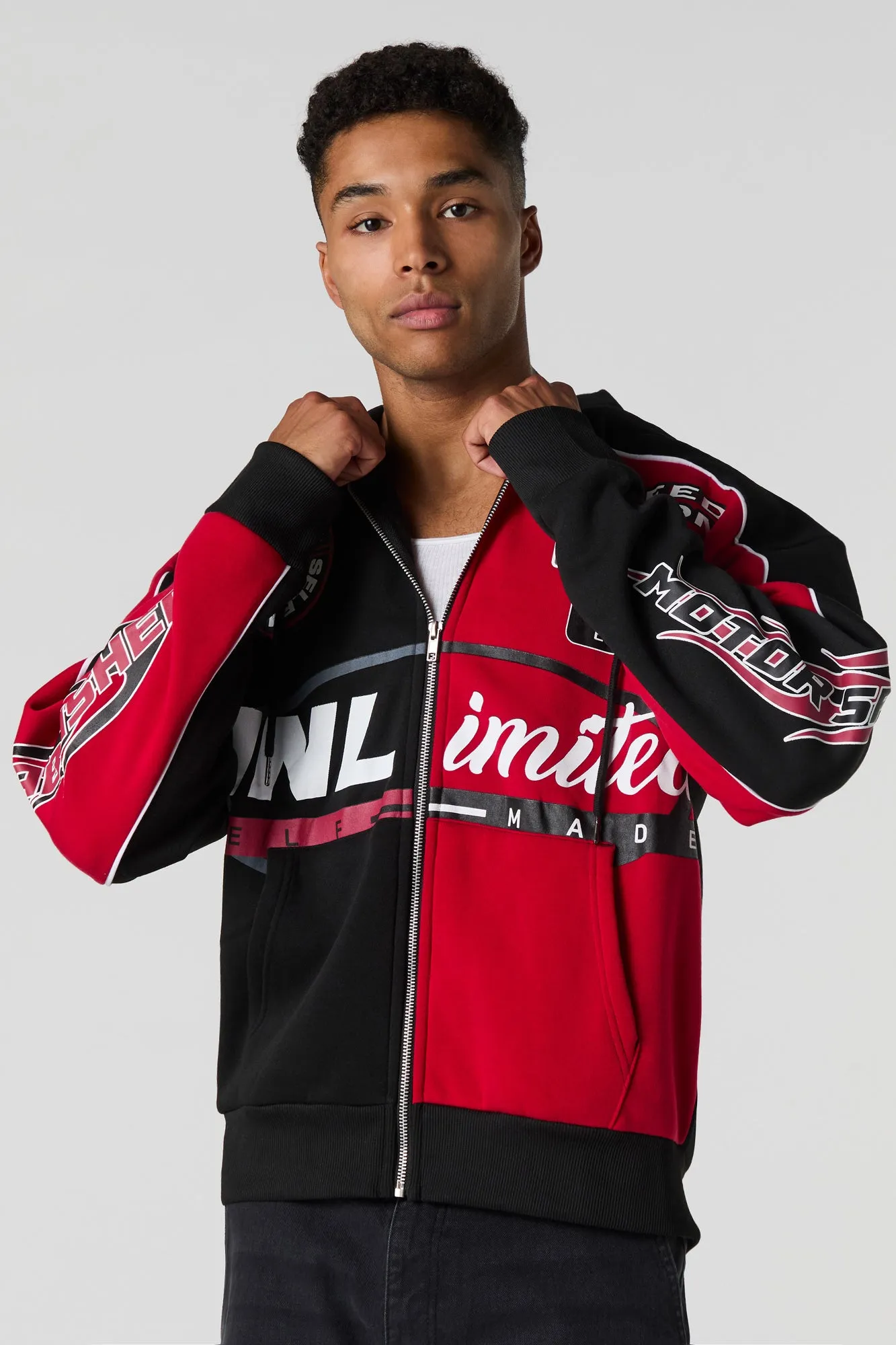 Racing Graphic Fleece Zip-Up Hoodie sold by Urban Planet product image thumbnail 2