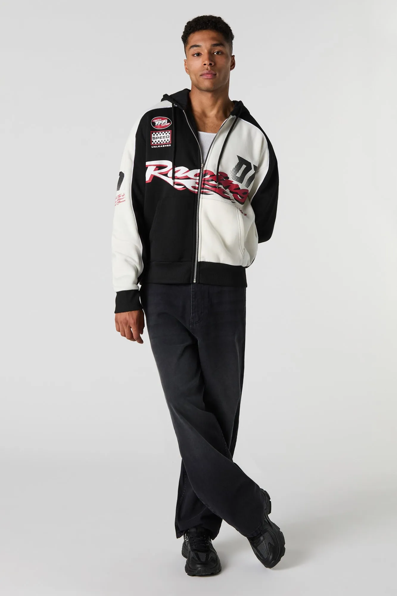 Haut à capuchon en molleton avec imprimé Racing et fermeture à glissière sold by Urban Planet product image thumbnail 4