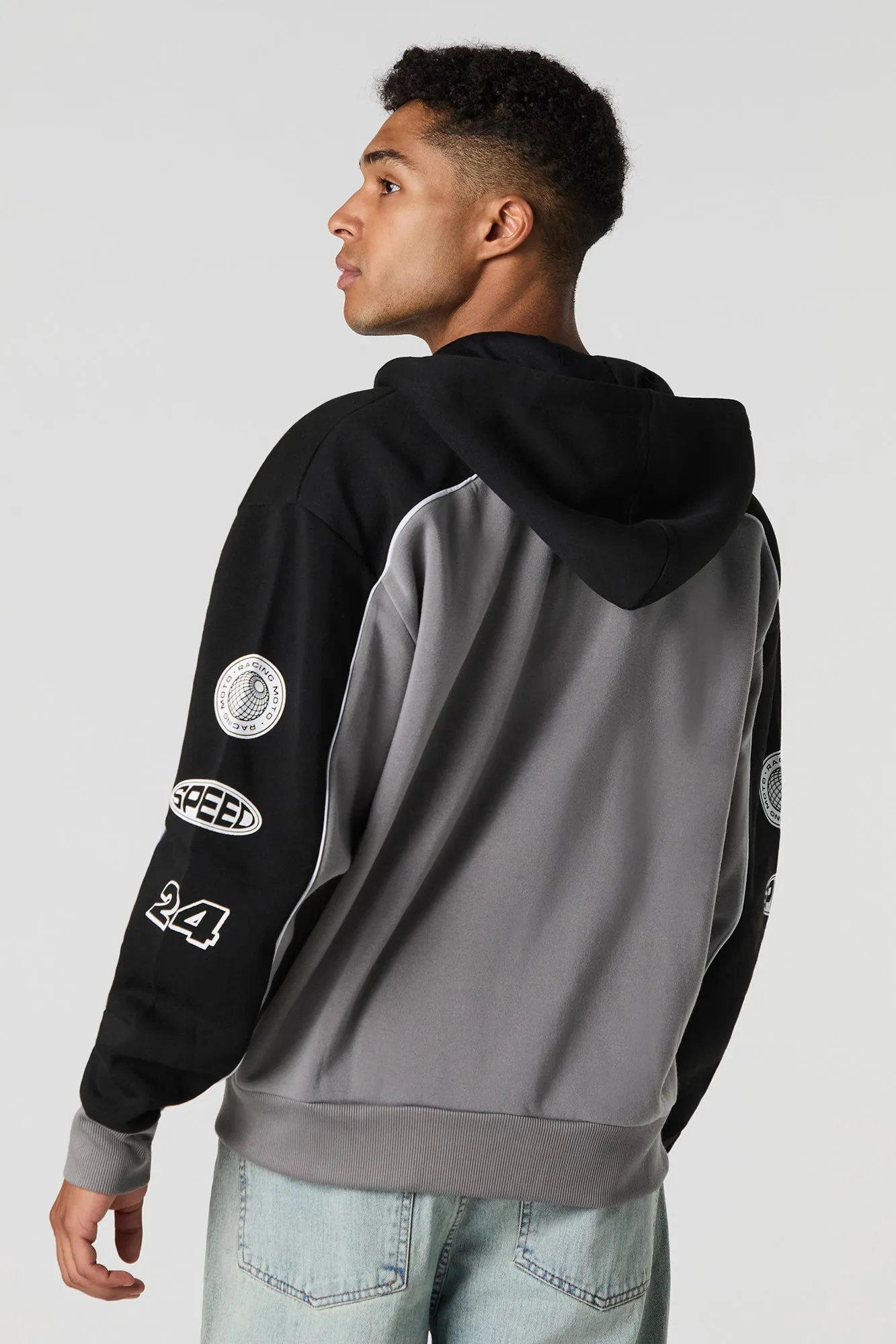 Motor Sport Embroidered Fleece Zip-Up Hoodie sold by Urban Planet product image thumbnail 2