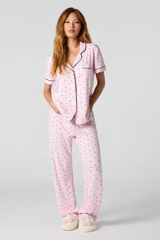 Button-Up T-Shirt & Pant 2 Piece Pajama Set sold by Urban Planet