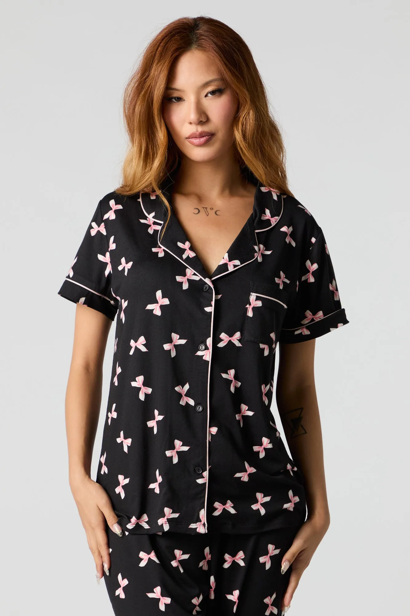 Ensemble-pyjama 2 pièces t-shirt boutonné et pantalon sold by Urban Planet product image thumbnail 3