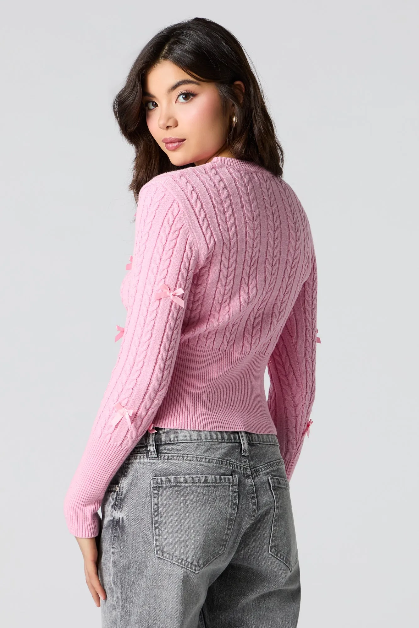 Cable Knit 3D Bow Sweater sold by Urban Planet product image thumbnail 2