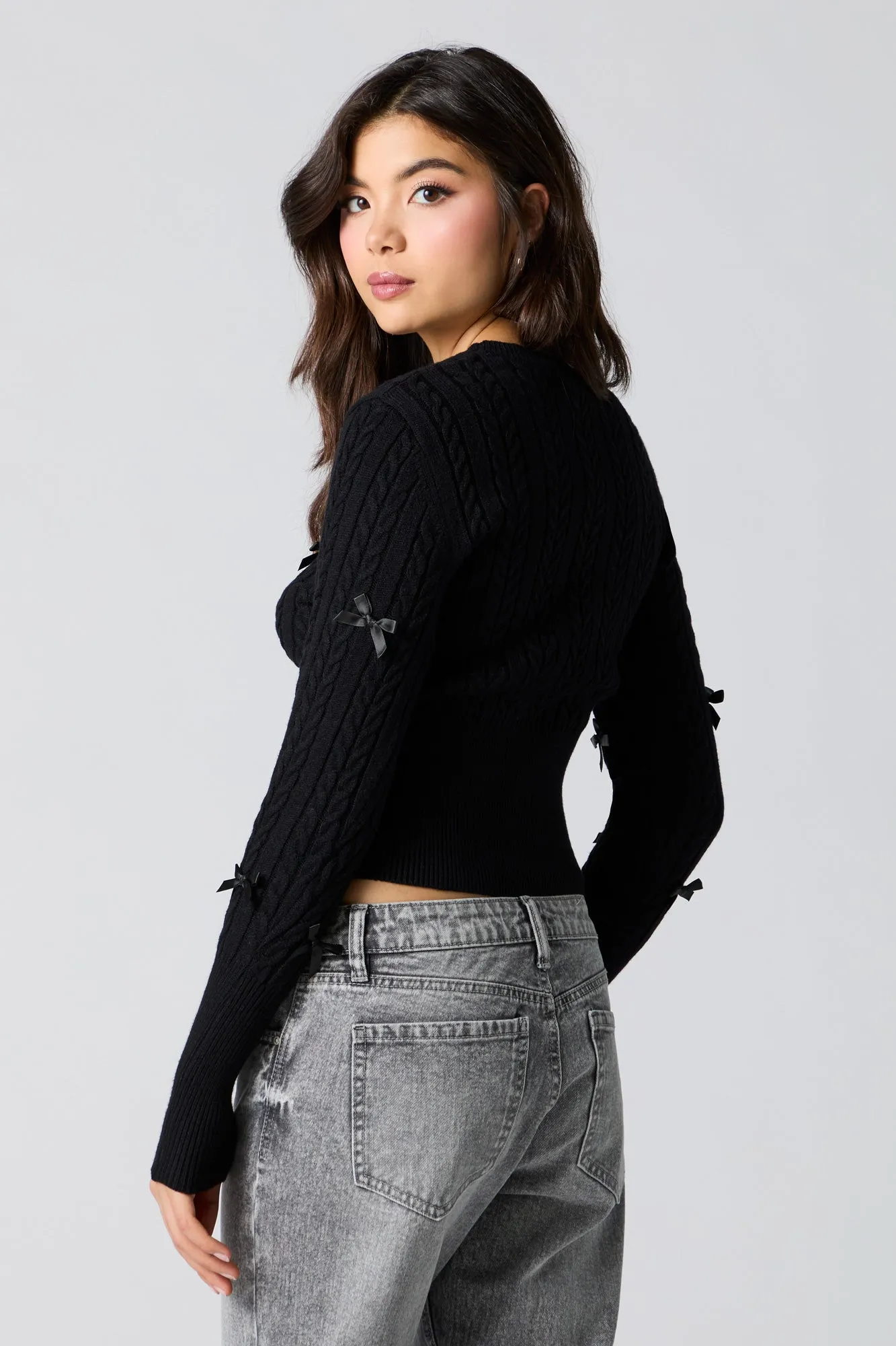 Cable Knit 3D Bow Sweater sold by Urban Planet product image thumbnail 5