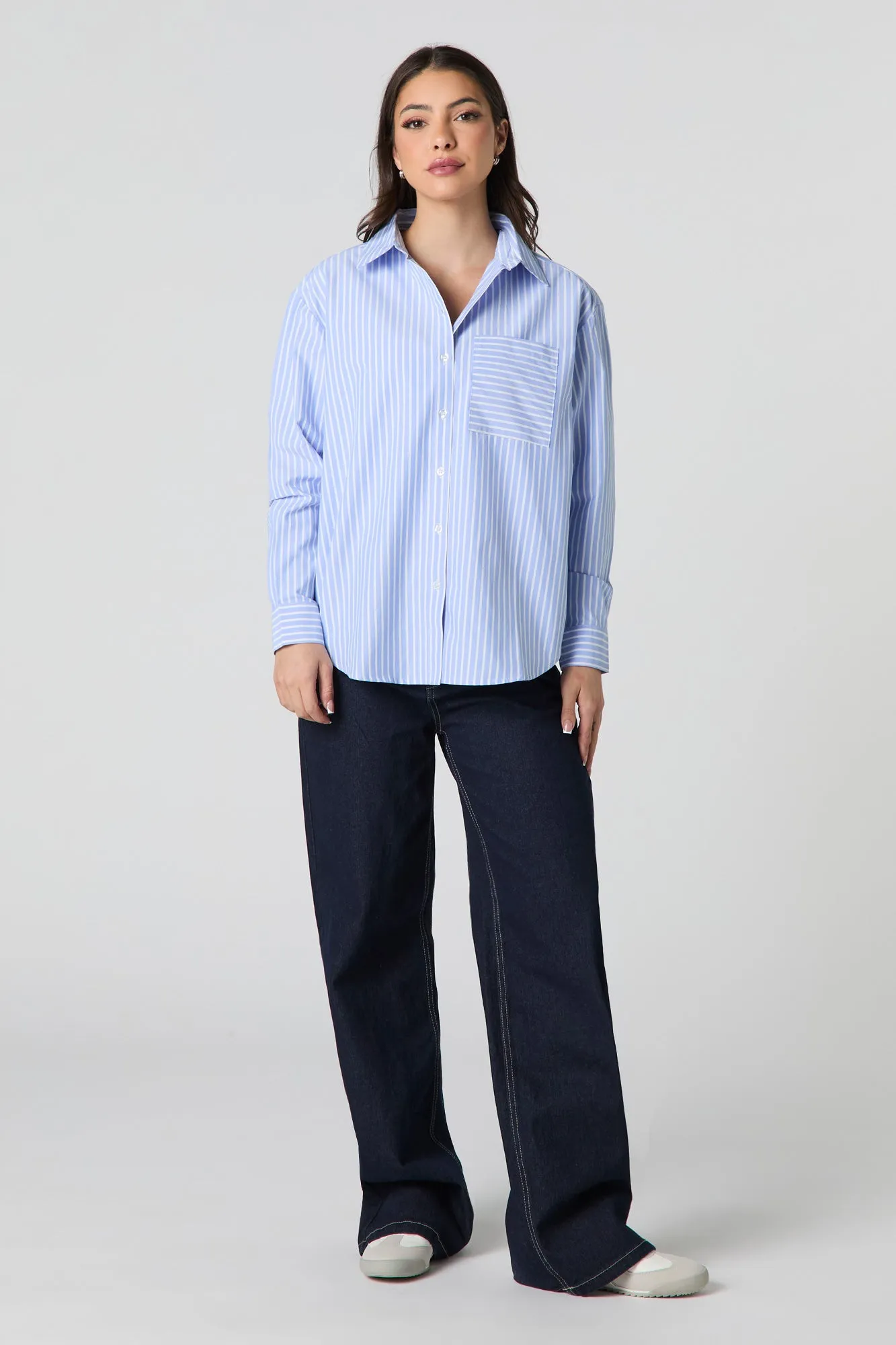 Oversized Striped Button-Up Top sold by Urban Planet product image thumbnail 3