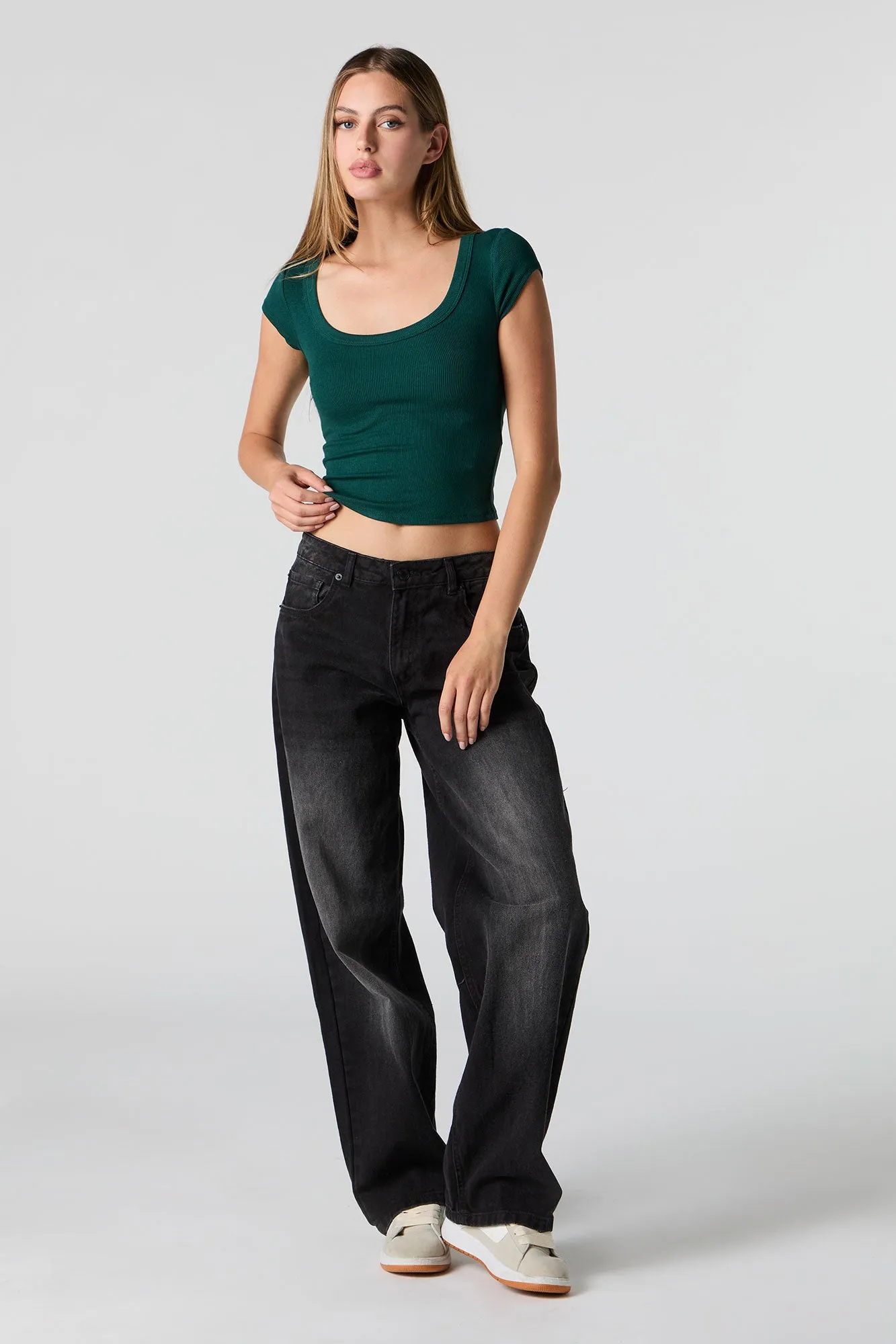 Ribbed Scoop Neck T-Shirt sold by Urban Planet product image thumbnail 3