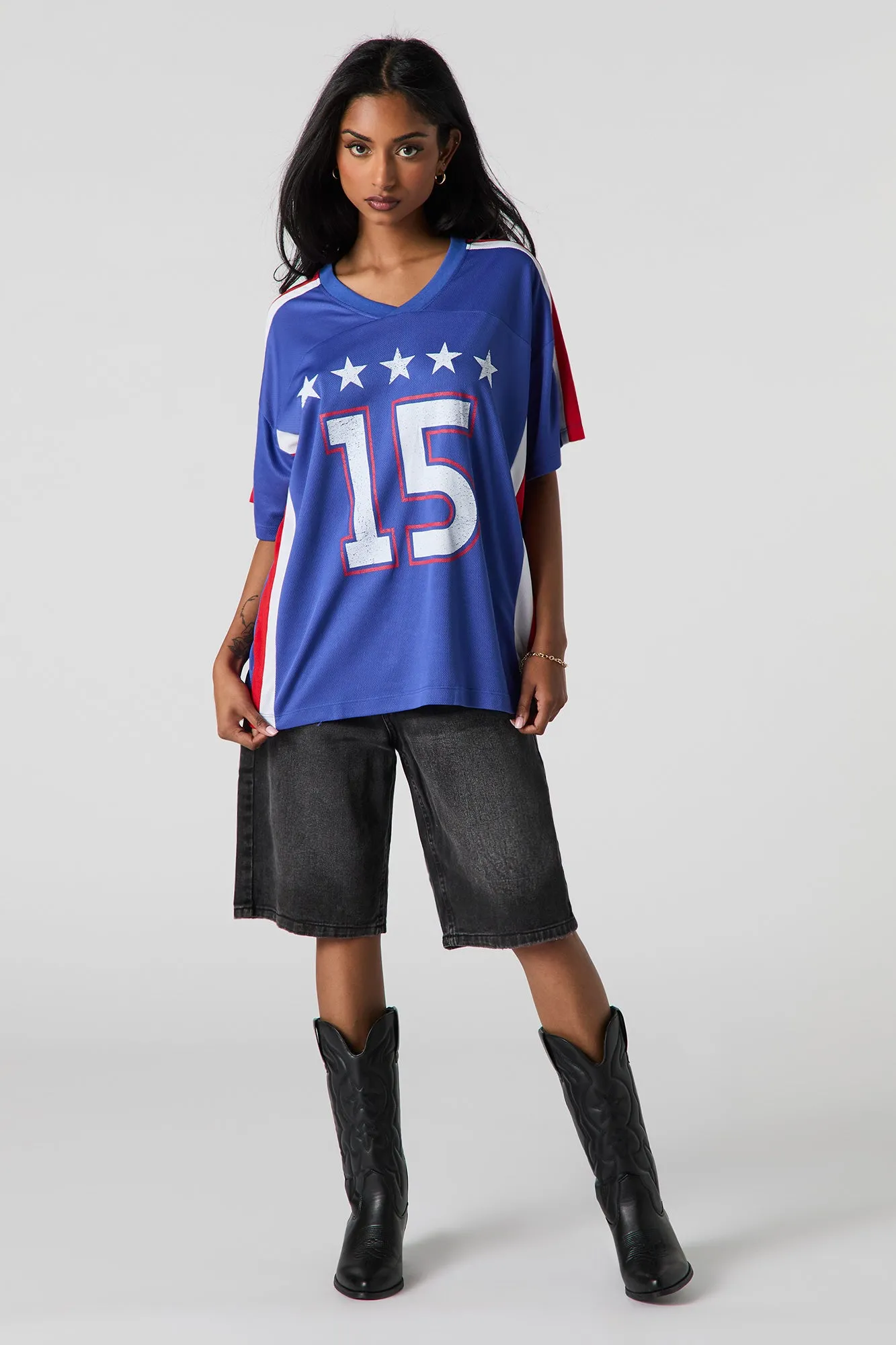 Graphic Mesh Oversized Jersey sold by Urban Planet product image thumbnail 3
