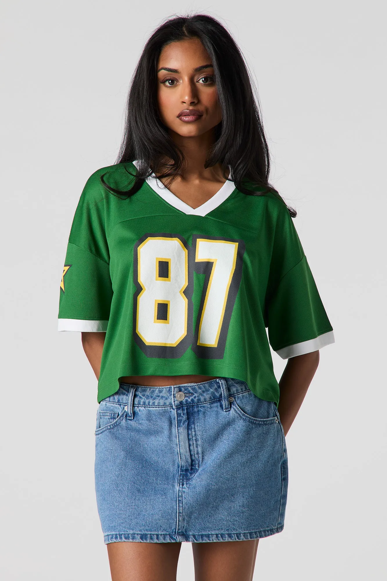 Graphic Mesh Cropped Jersey sold by Urban Planet product image thumbnail 4