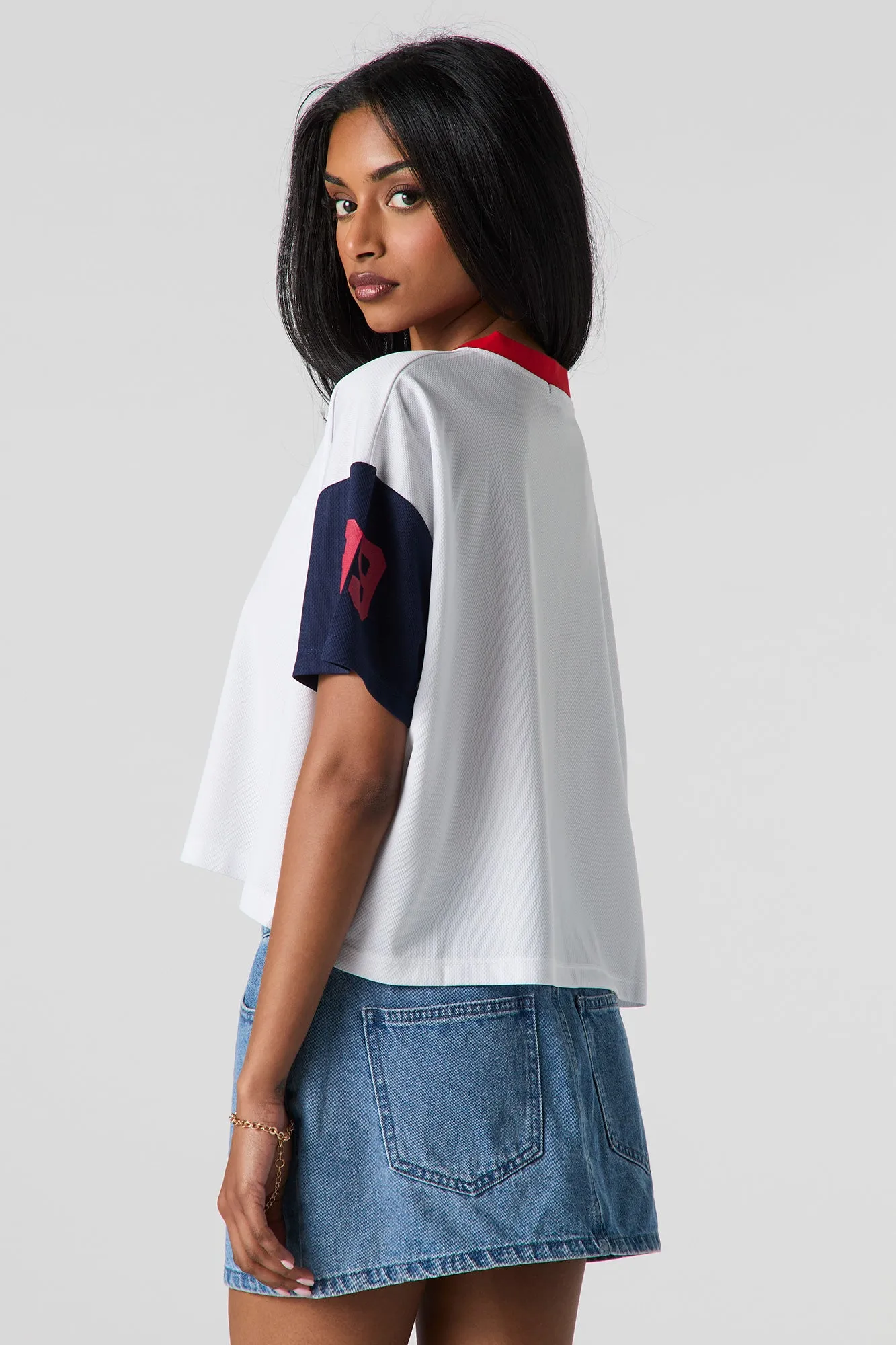 Graphic Mesh Cropped Jersey sold by Urban Planet product image thumbnail 2