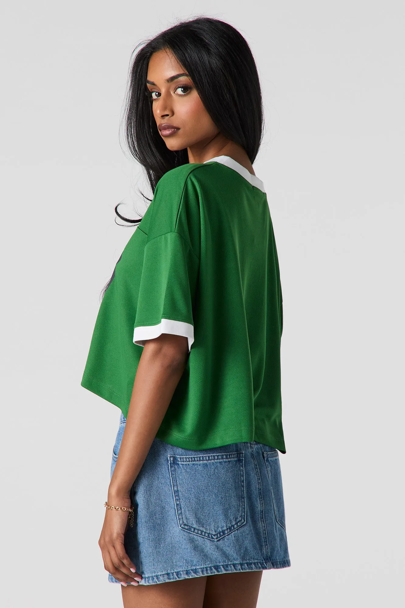 Graphic Mesh Cropped Jersey sold by Urban Planet product image thumbnail 5