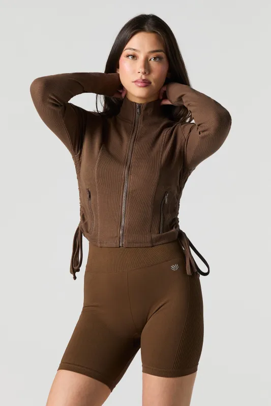 Active Ribbed Zip-Up Long Sleeve Top sold by Urban Planet
