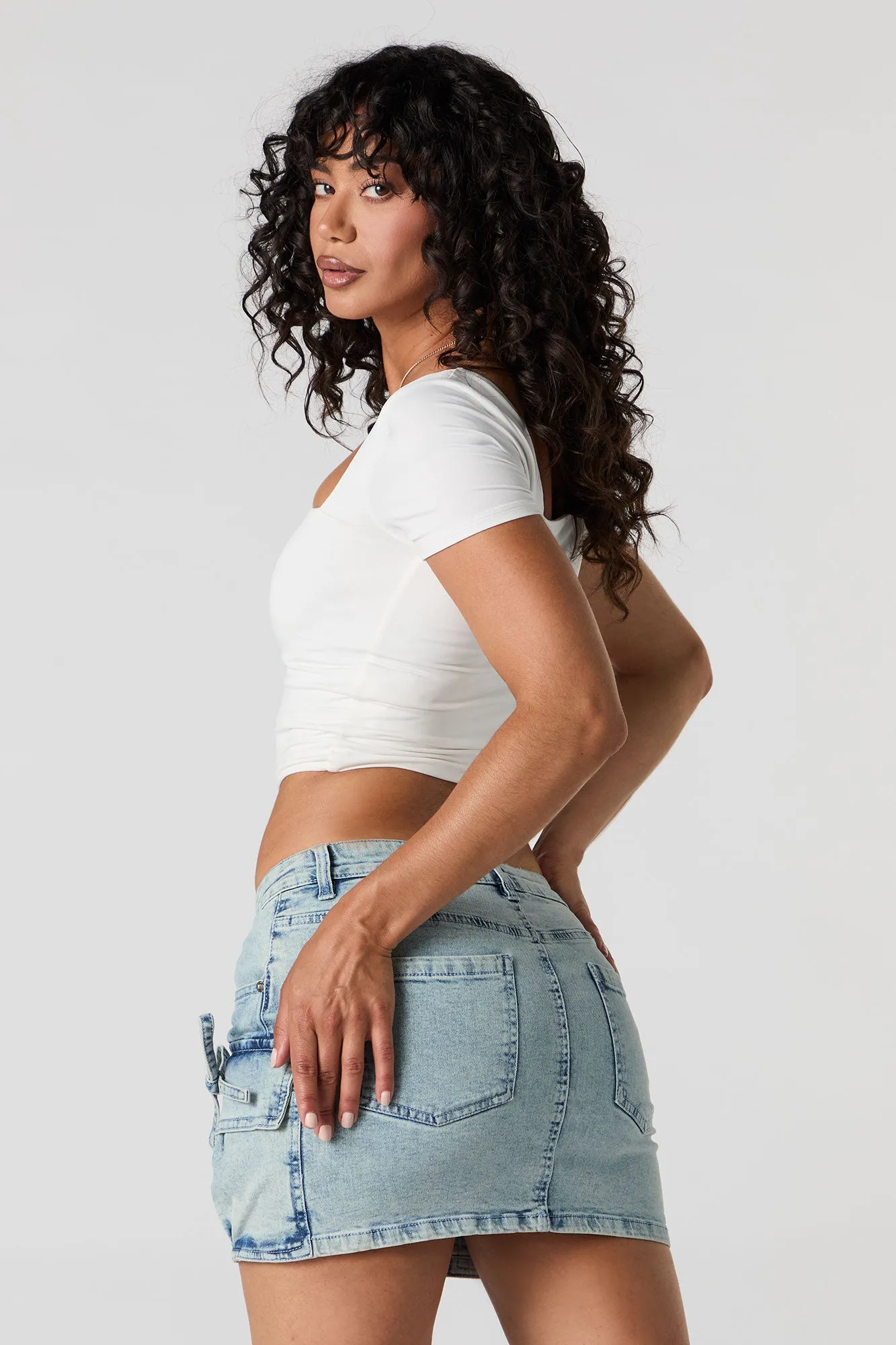 Minijupe cargo en denim à taille basse sold by Urban Planet product image thumbnail 2