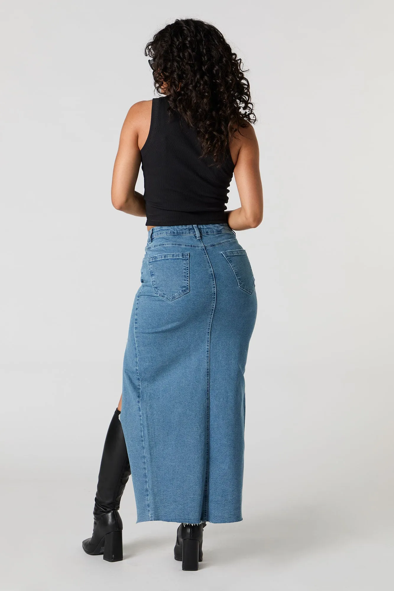 Jupe midi en denim déchiré avec fente sold by Urban Planet product image thumbnail 3