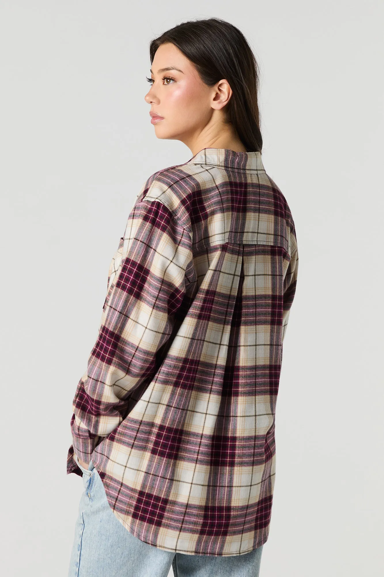 Plaid Flannel Long Sleeve Button-Up Top sold by Urban Planet product image thumbnail 2