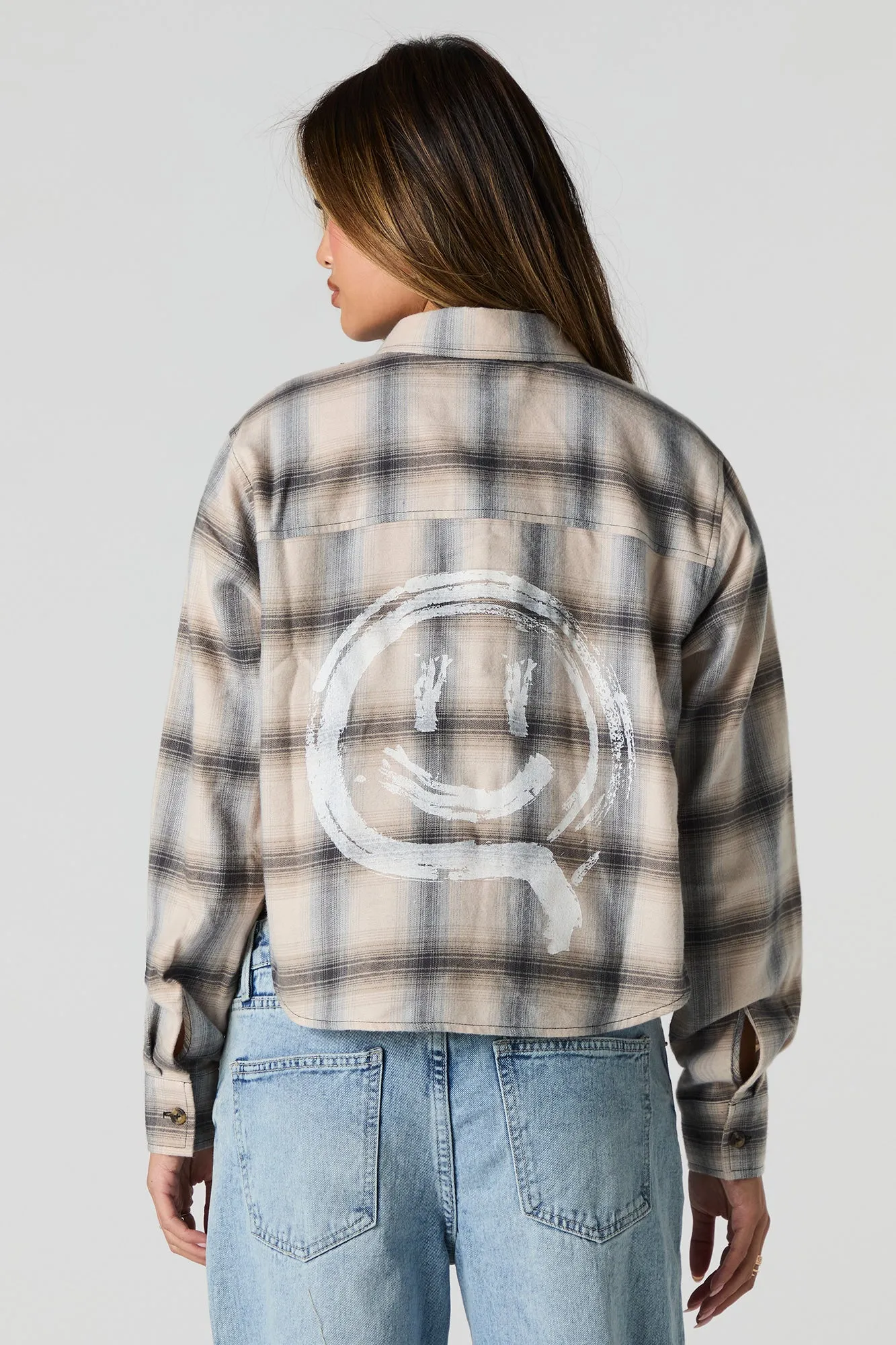 Graphic Plaid Cropped Button-Up Top sold by Urban Planet product image thumbnail 4