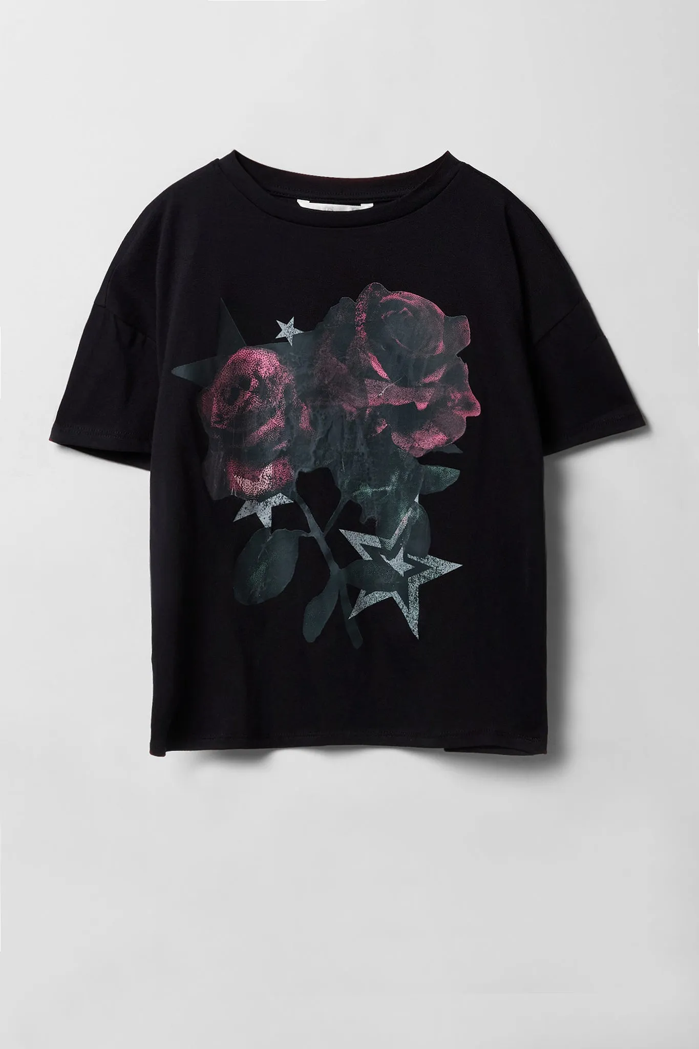 Girls Graphic Roses Oversized T-Shirt sold by Urban Planet