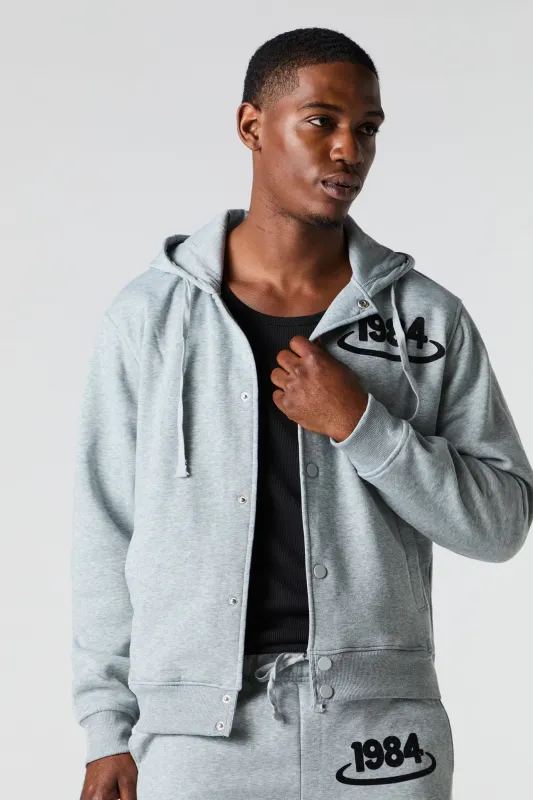 1984 Flock Print Fleece Buttoned Hoodie sold by Urban Planet