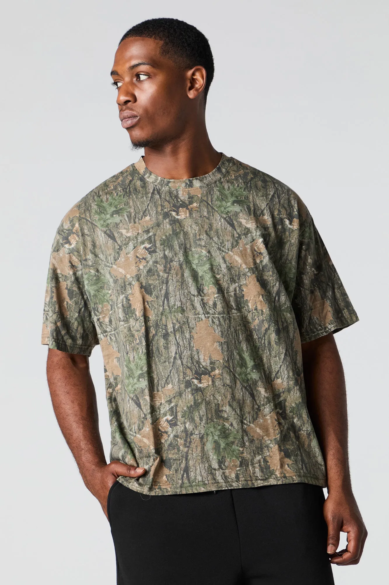 Camo Print Boxy T-Shirt sold by Urban Planet