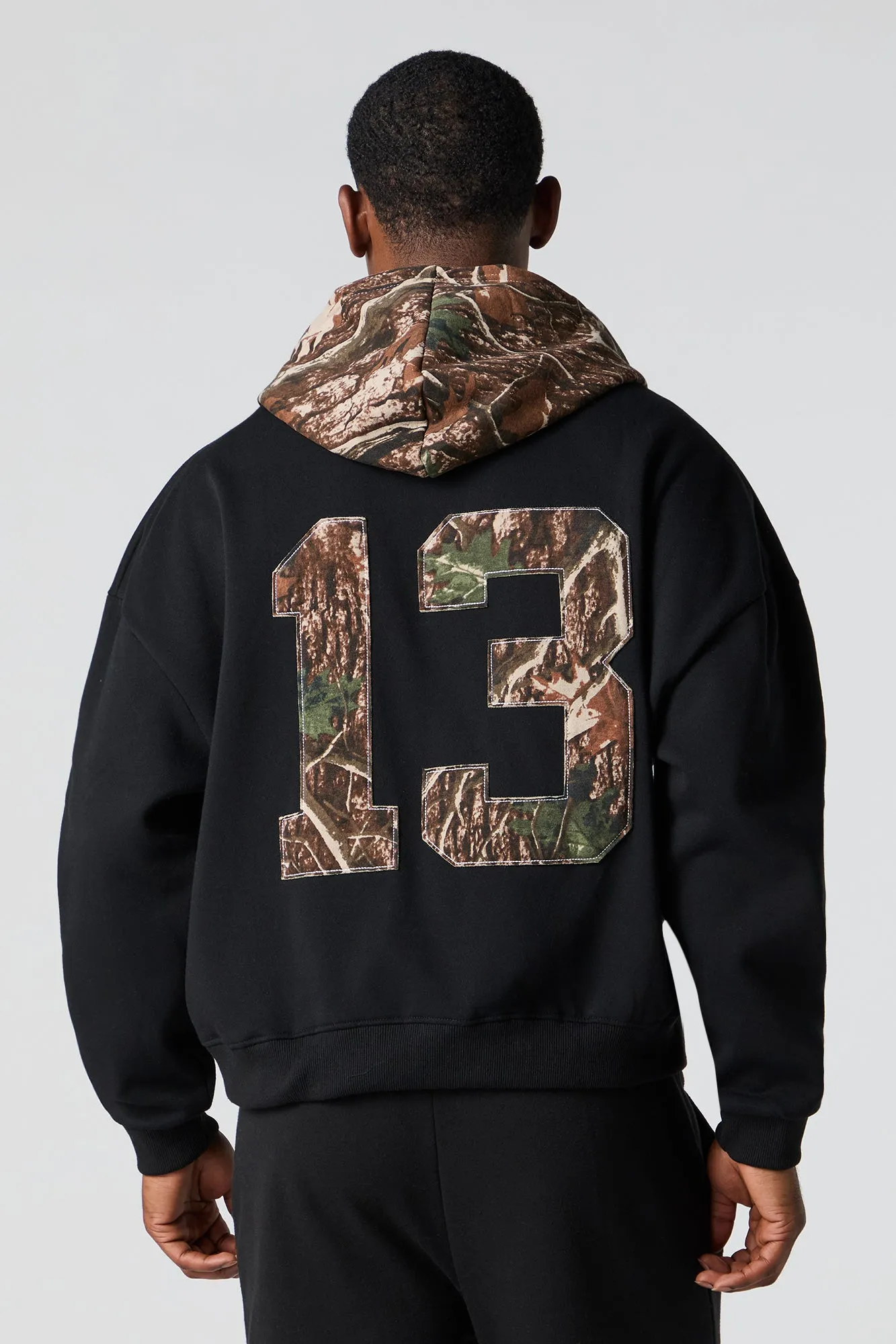 Camo Patch Boxy Fleece Hoodie sold by Urban Planet product image thumbnail 4