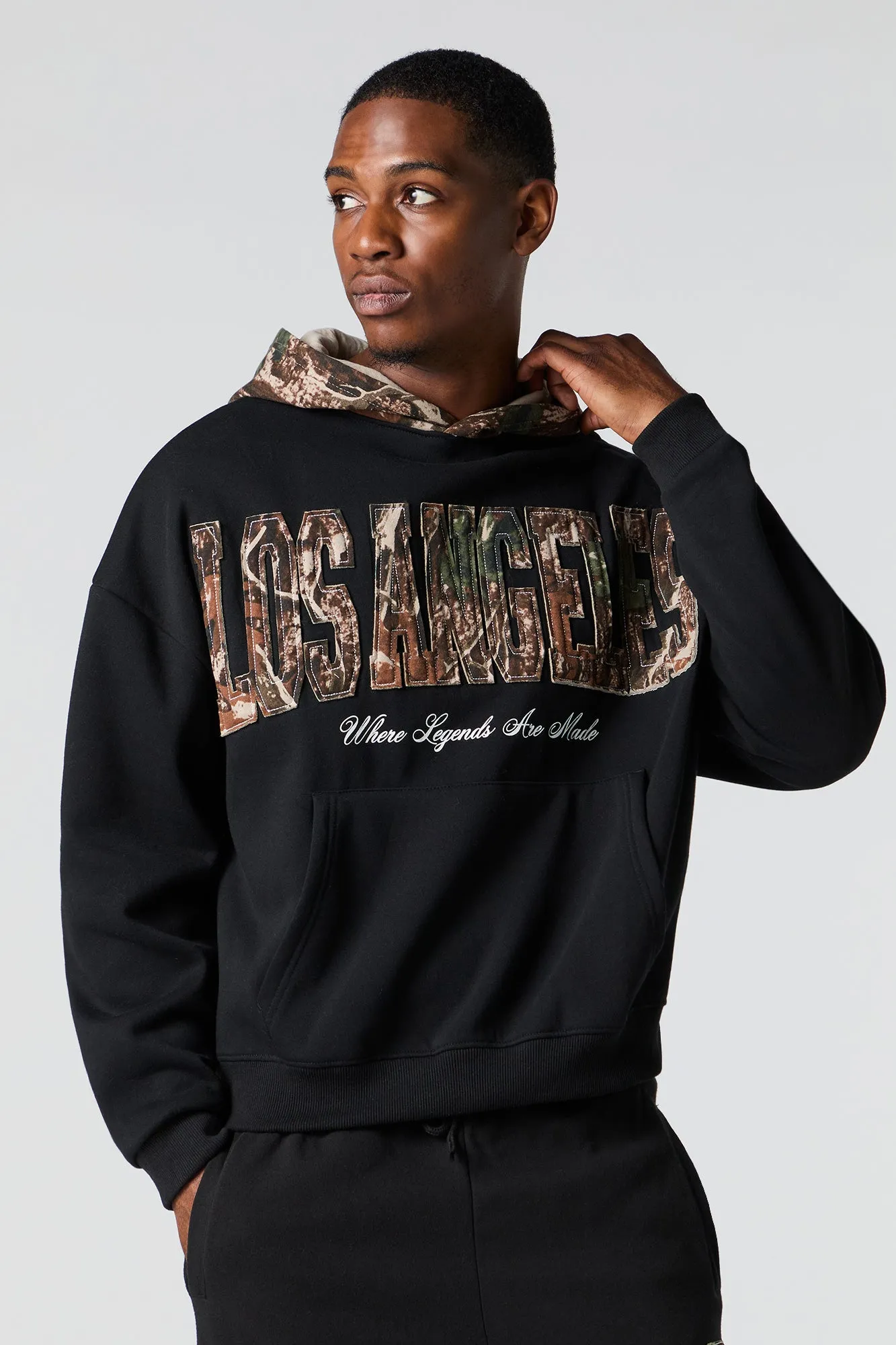 Camo Patch Boxy Fleece Hoodie sold by Urban Planet product image thumbnail 5