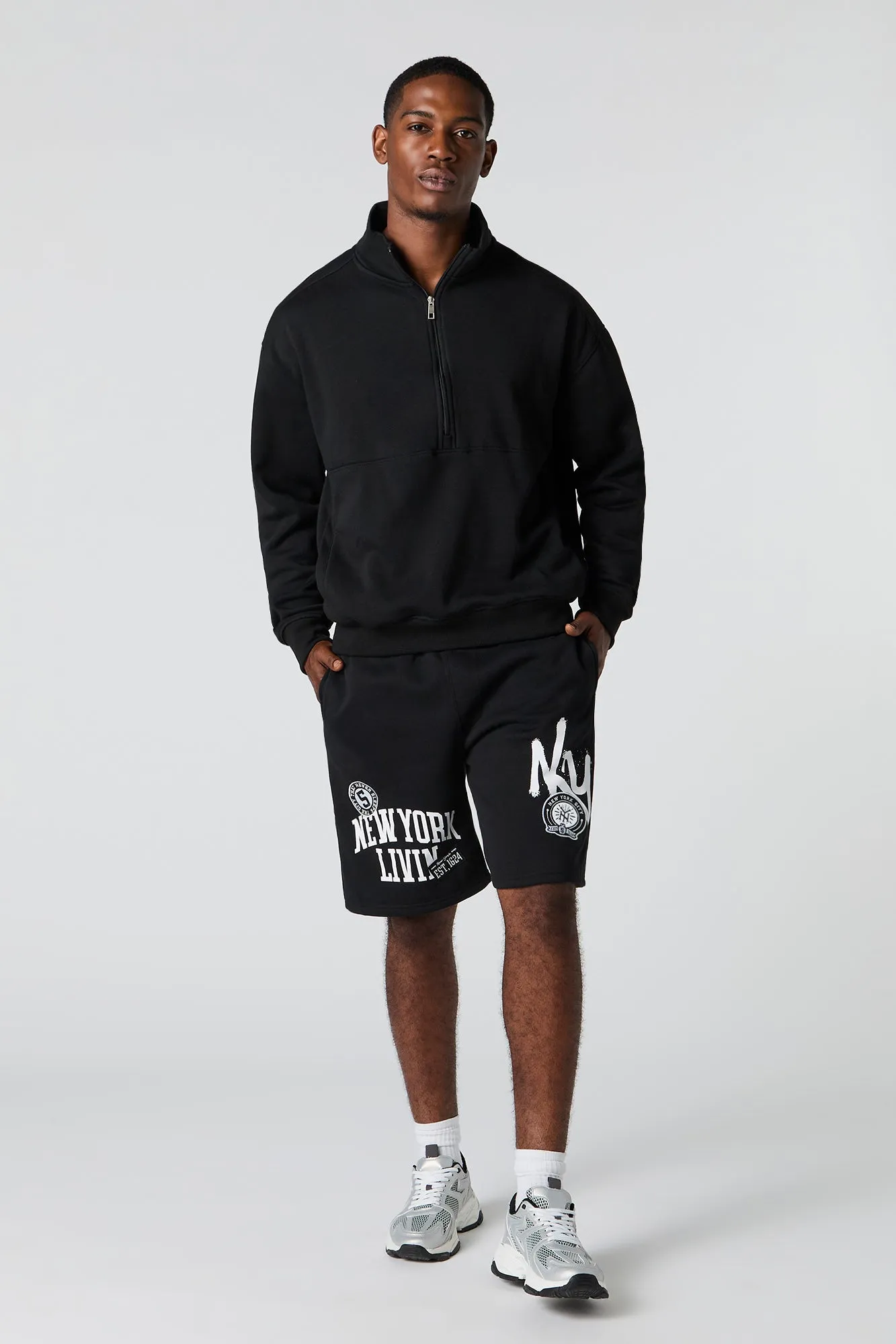 Short en molleton avec motif brodé New York sold by Urban Planet product image thumbnail 3