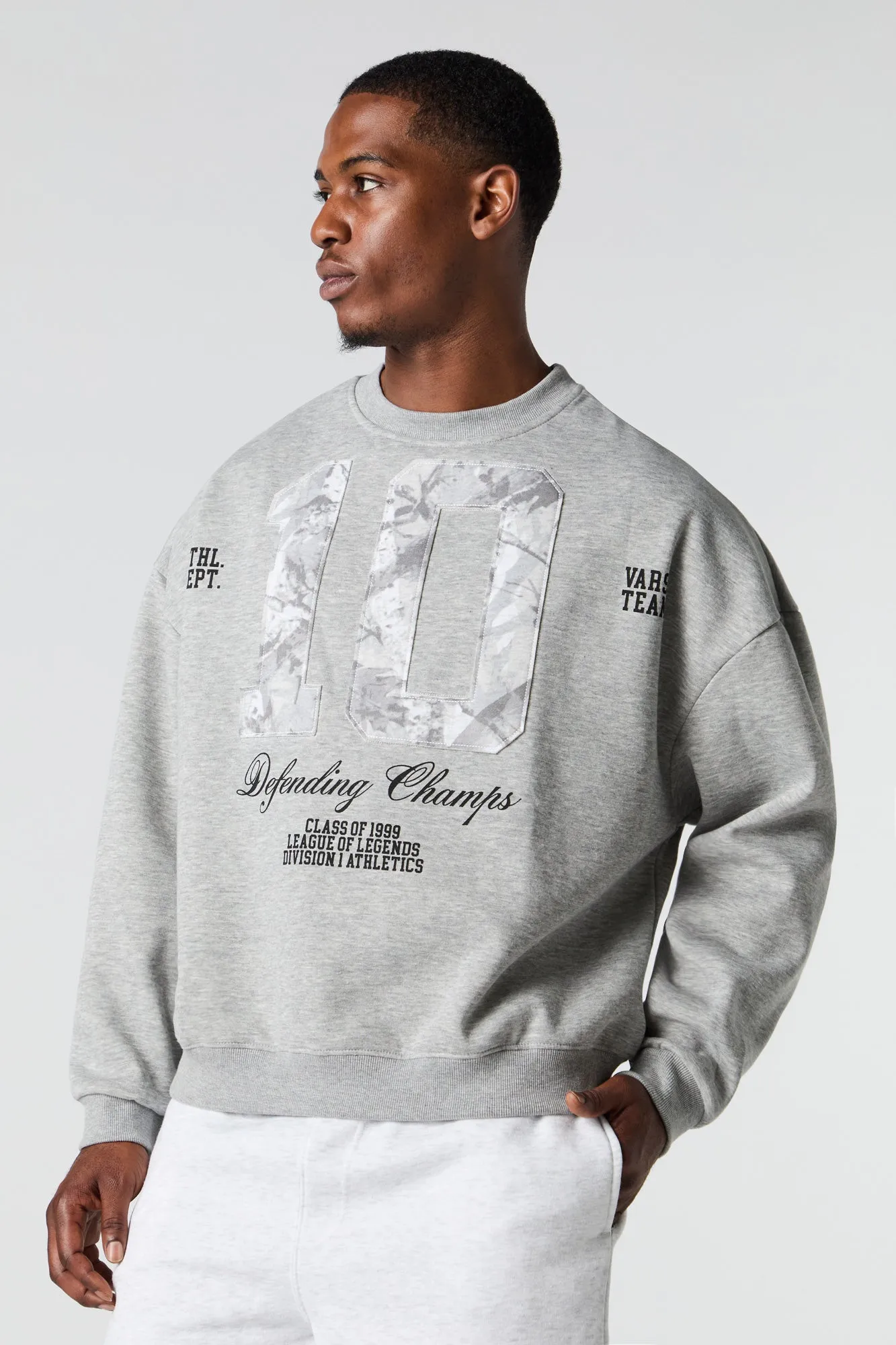 Camo Patch Boxy Fleece Sweatshirt sold by Urban Planet