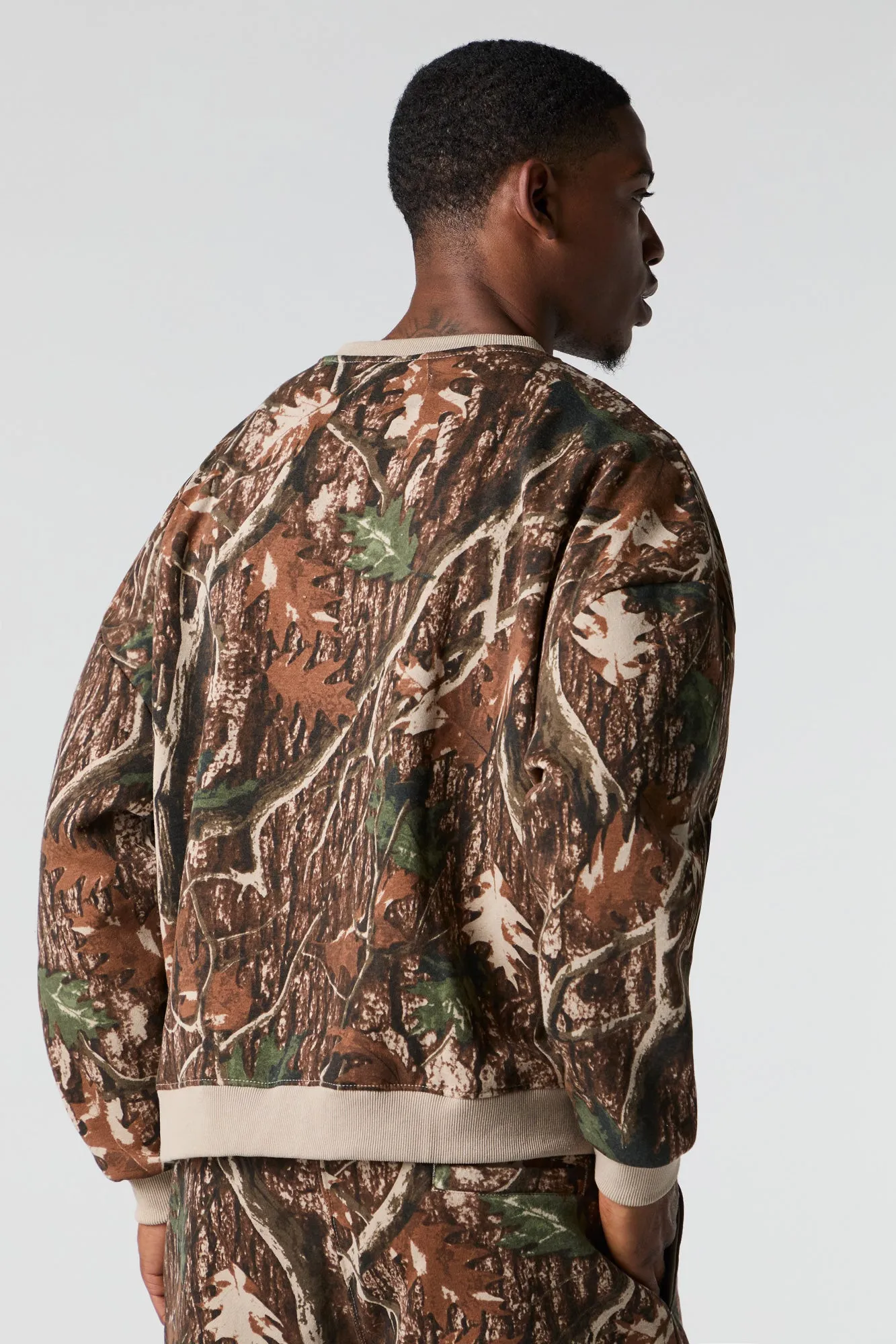 Camo Boxy Fleece Sweatshirt sold by Urban Planet product image thumbnail 2