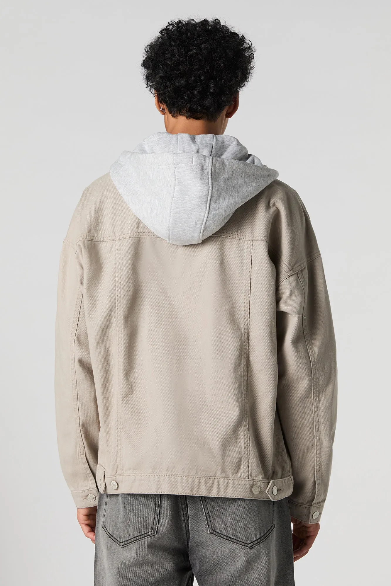 Fleece Hooded Denim Trucker Jacket sold by Urban Planet product image thumbnail 2