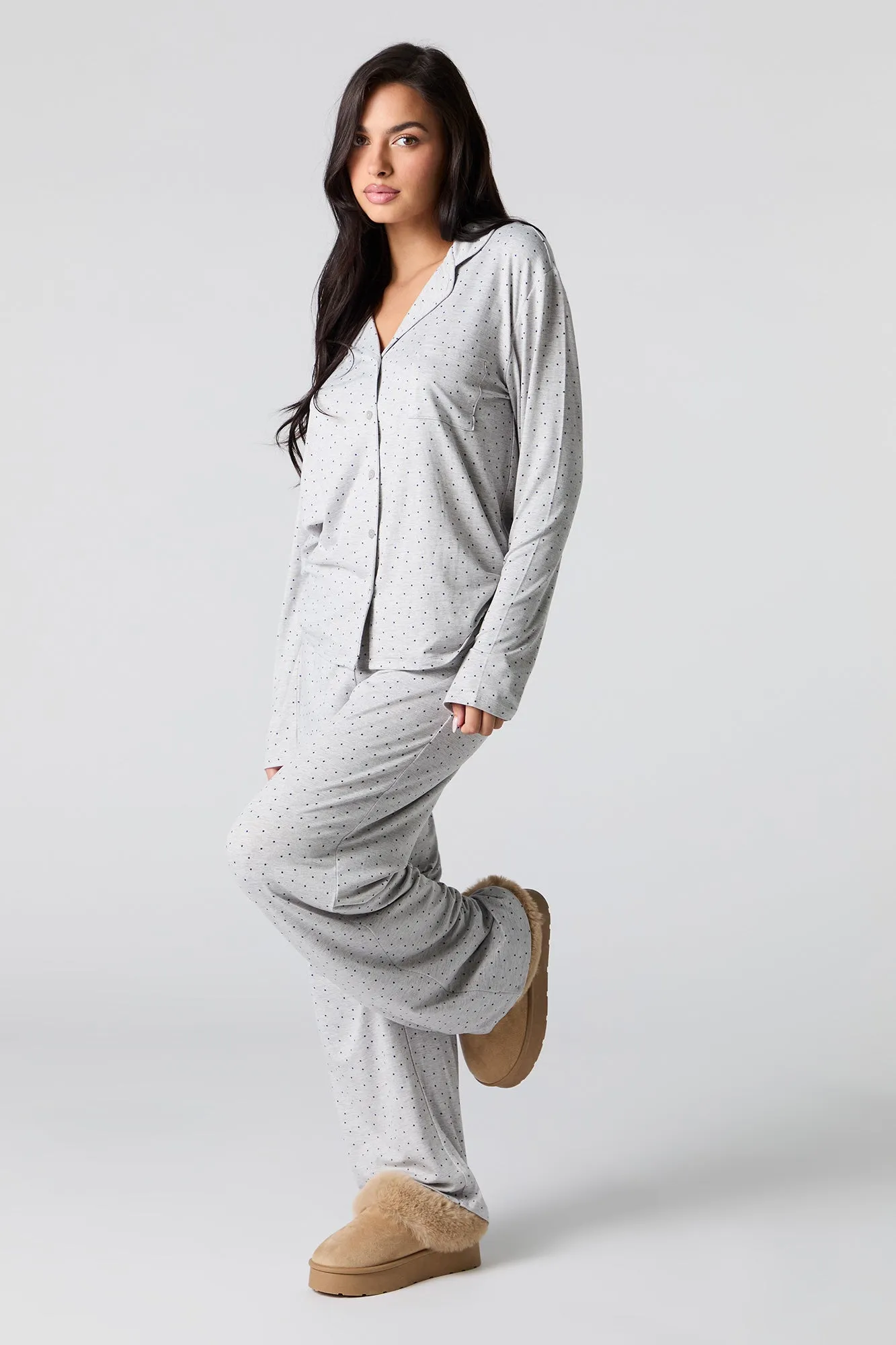 Button-Up Top & Pant 2 Piece Pajama Set sold by Urban Planet product image thumbnail 5