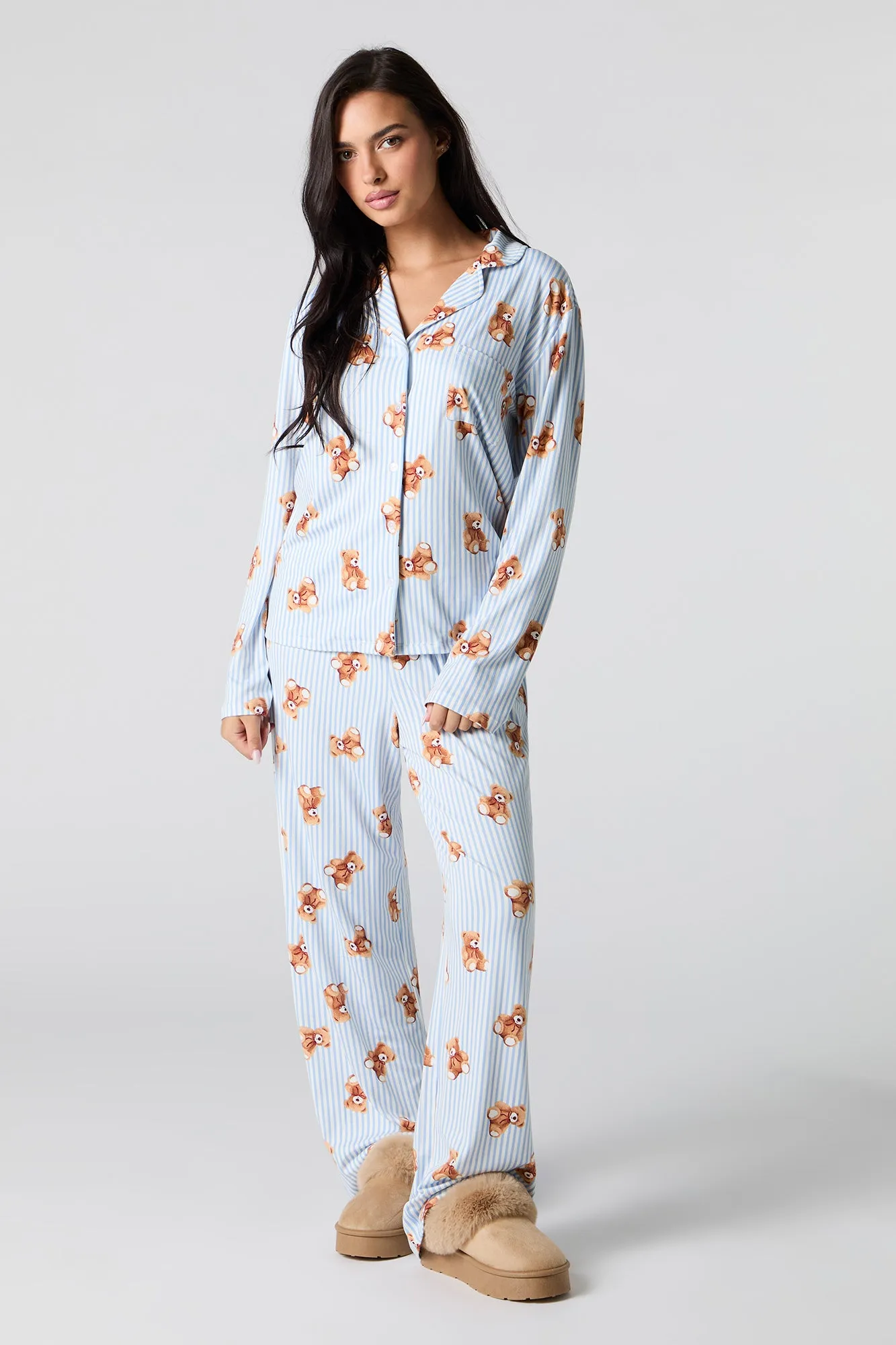Button-Up Top & Pant 2 Piece Pajama Set sold by Urban Planet