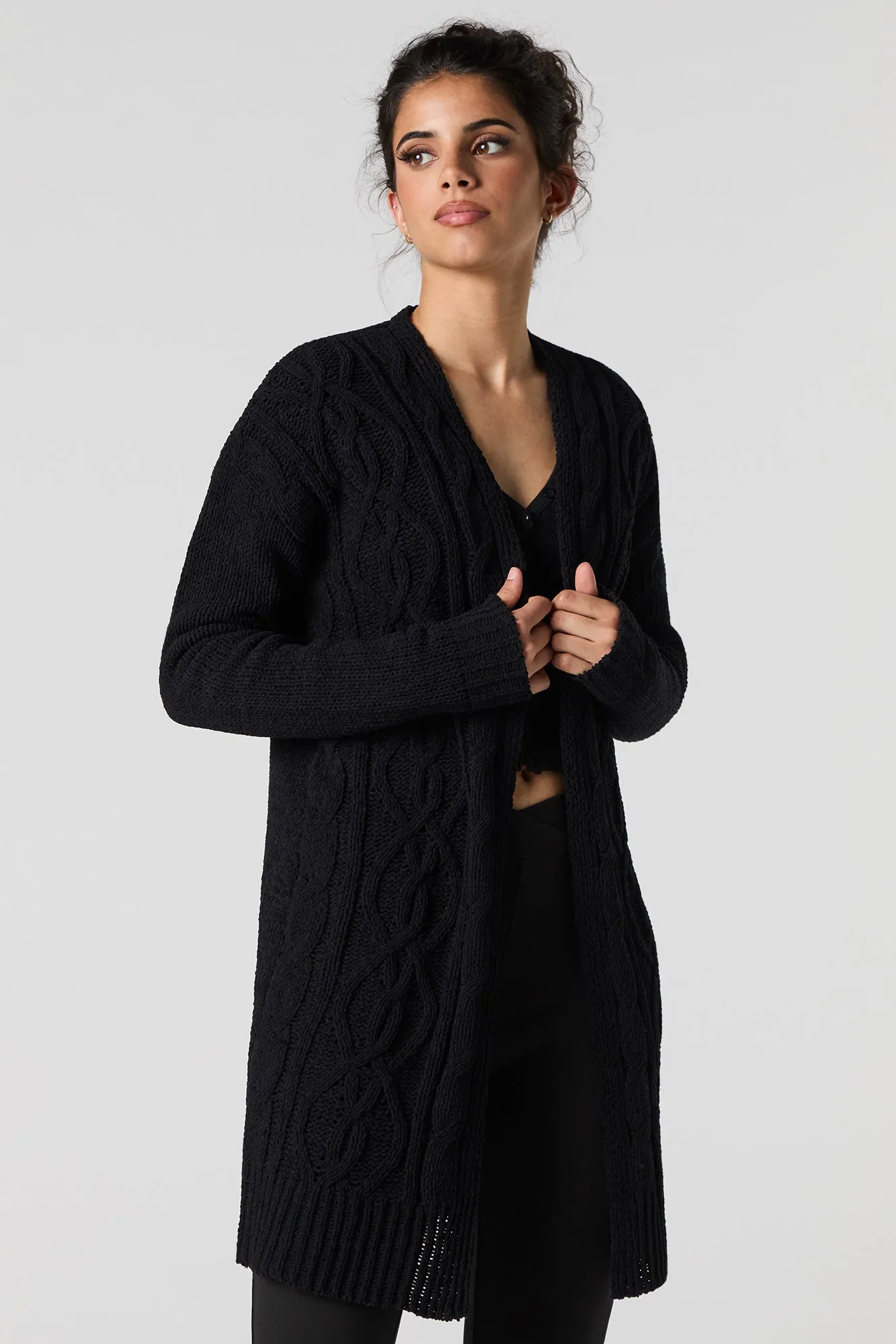 Cable Knit Longline Cardigan sold by Urban Planet product image thumbnail 4