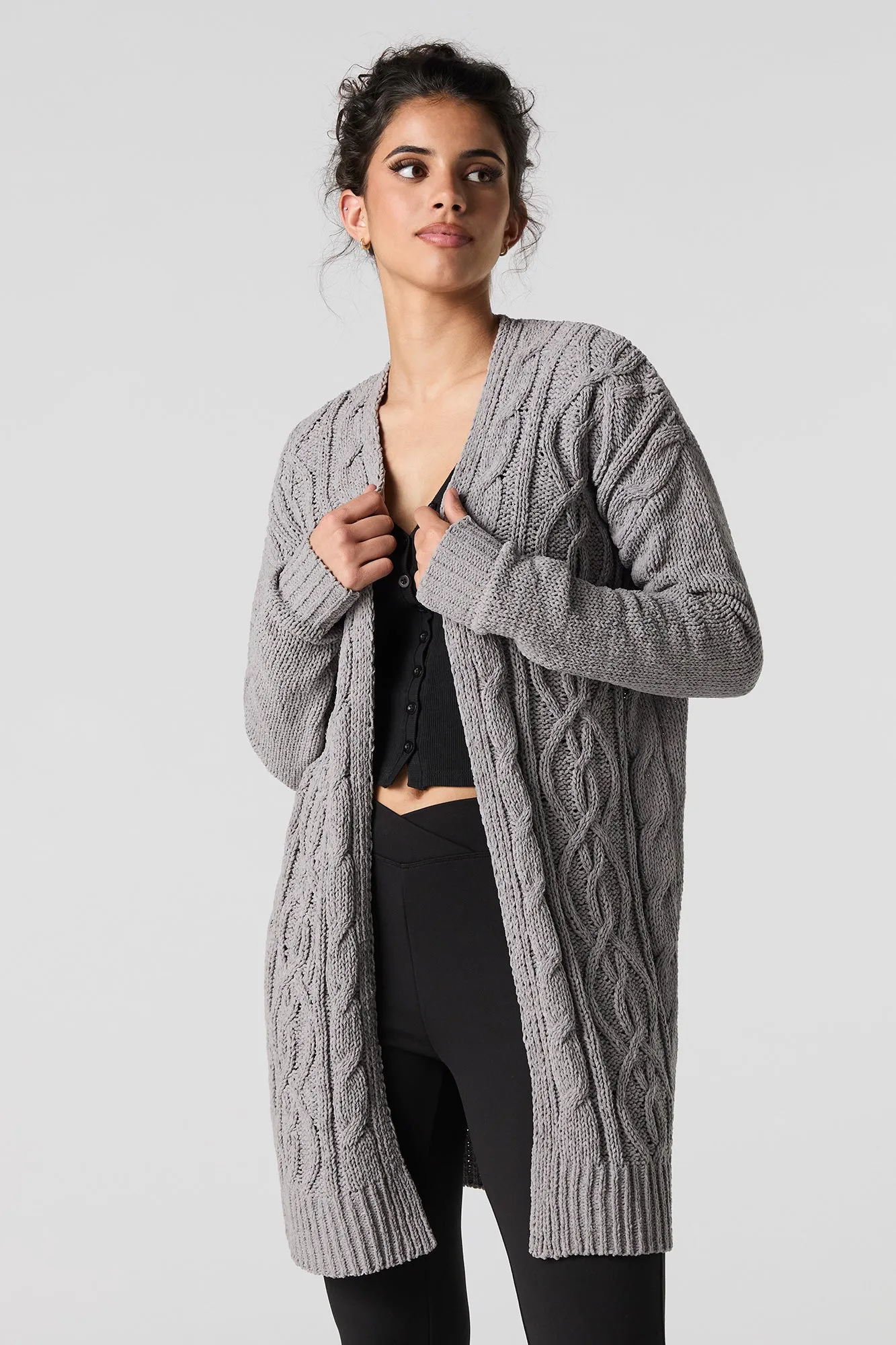 Cable Knit Longline Cardigan sold by Urban Planet