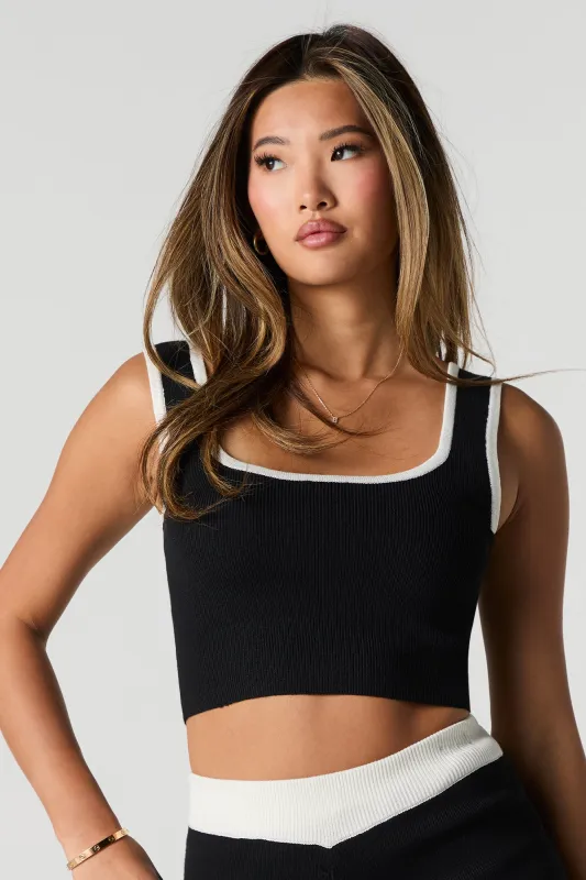 Camisole écourtée en tricot à bordure contrastante sold by Urban Planet