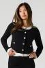 Cardigan en tricot boutonné à l'avant avec bordure contrastante sold by Urban Planet