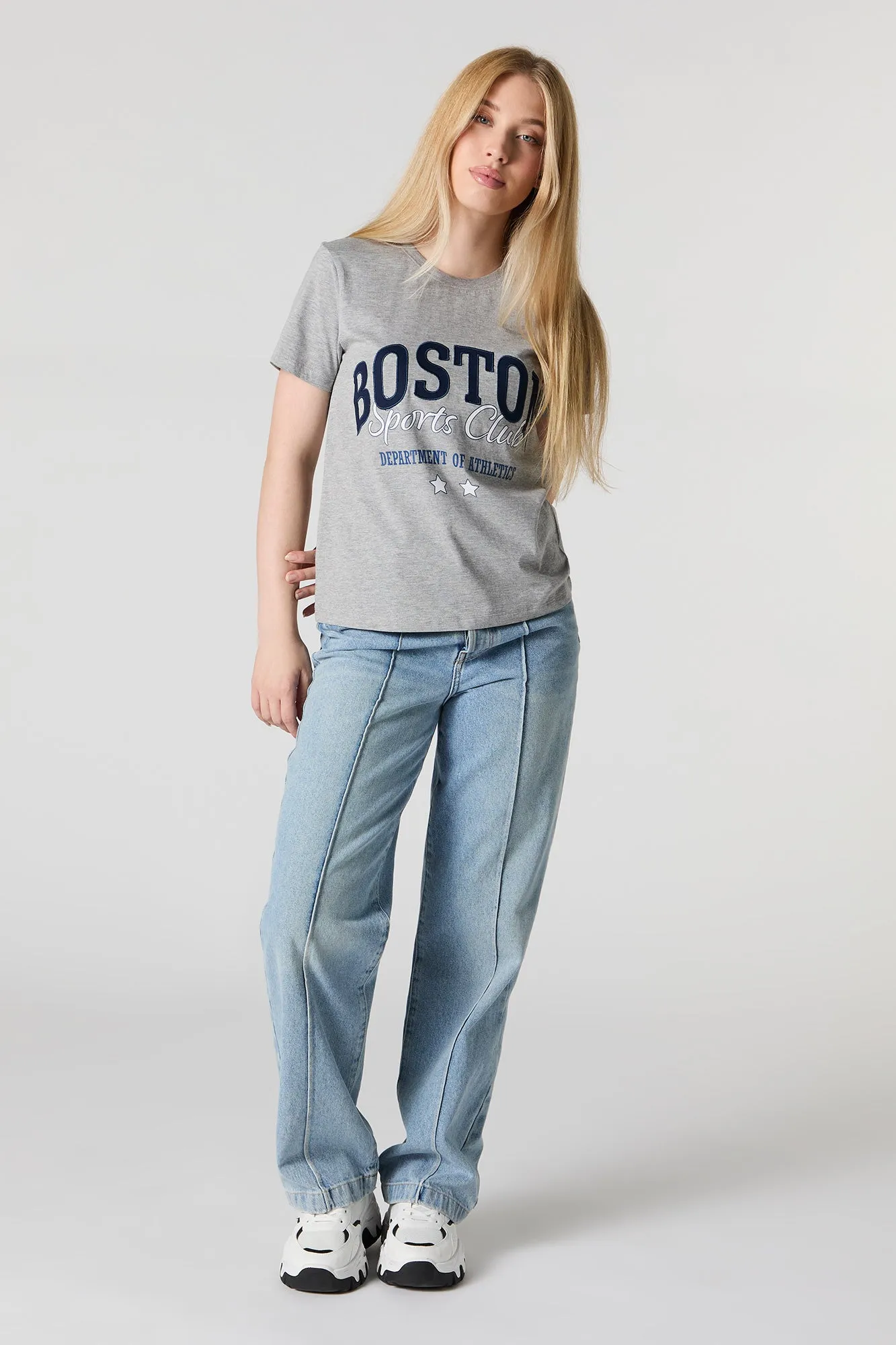 Boston Twill Embroidered Boyfriend T-Shirt sold by Urban Planet product image thumbnail 3