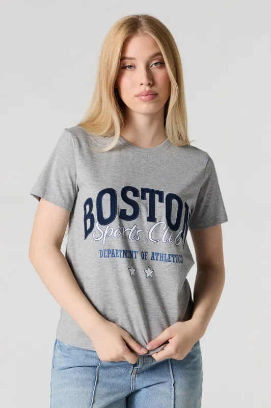 Boston Twill Embroidered Boyfriend T-Shirt sold by Urban Planet