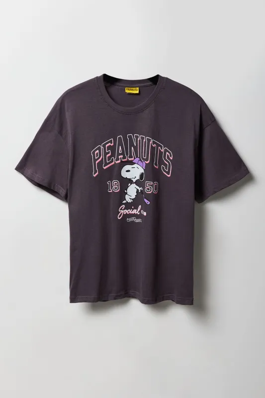 Peanuts Baseball Graphic Boyfriend T-Shirt sold by Urban Planet
