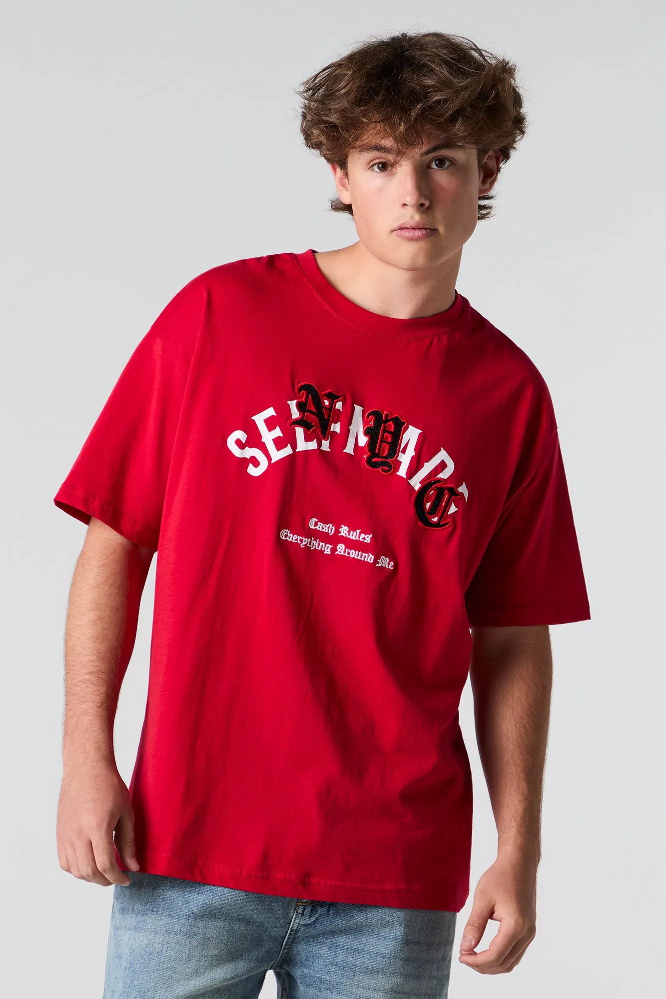 Self Made Embroidered Graphic T-Shirt sold by Urban Planet