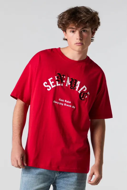 T-shirt à broderie et imprimé Self Made sold by Urban Planet
