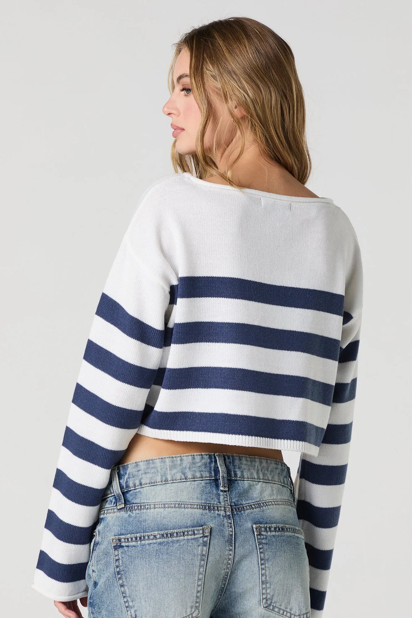 Striped Boat Neck Cropped Sweater sold by Urban Planet product image thumbnail 2