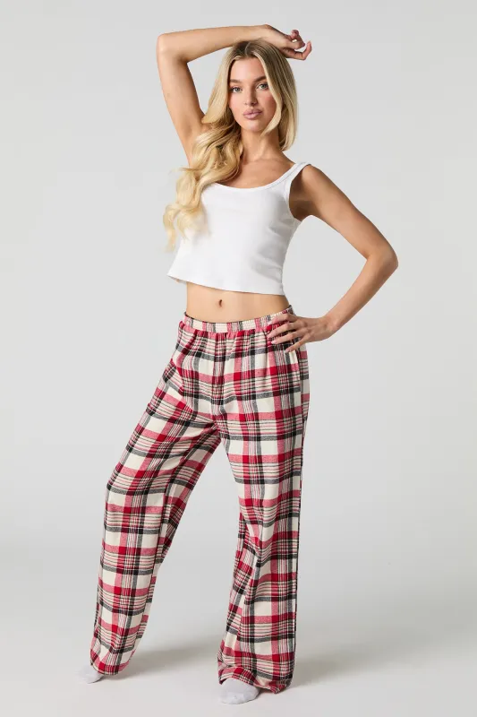 Printed Flannel Wide Leg Pajama Pant sold by Urban Planet