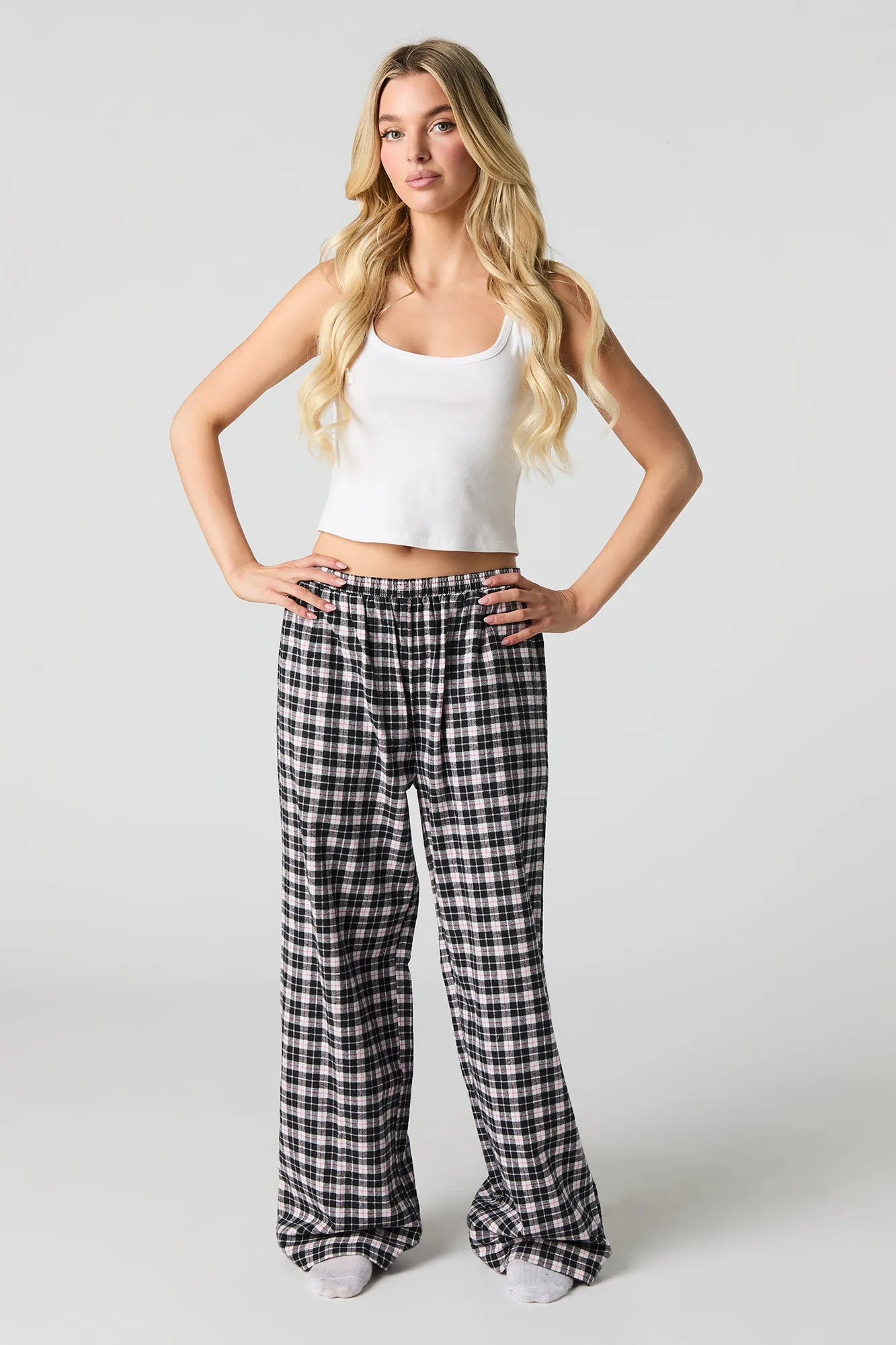 Printed Flannel Wide Leg Pajama Pant sold by Urban Planet product image thumbnail 4