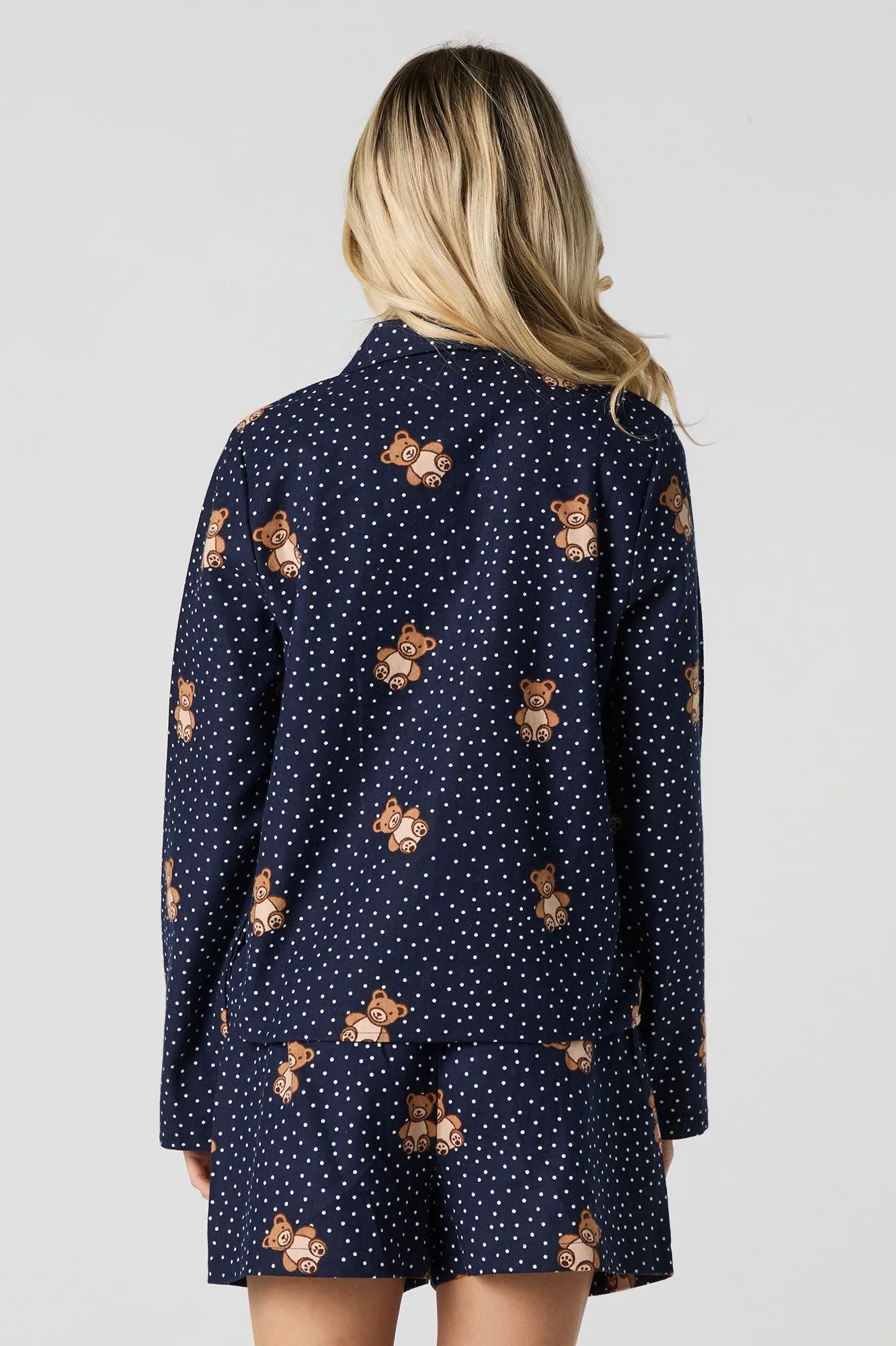 Flannel Button-Up Top & Short 2 Piece Pajama Set sold by Urban Planet product image thumbnail 2